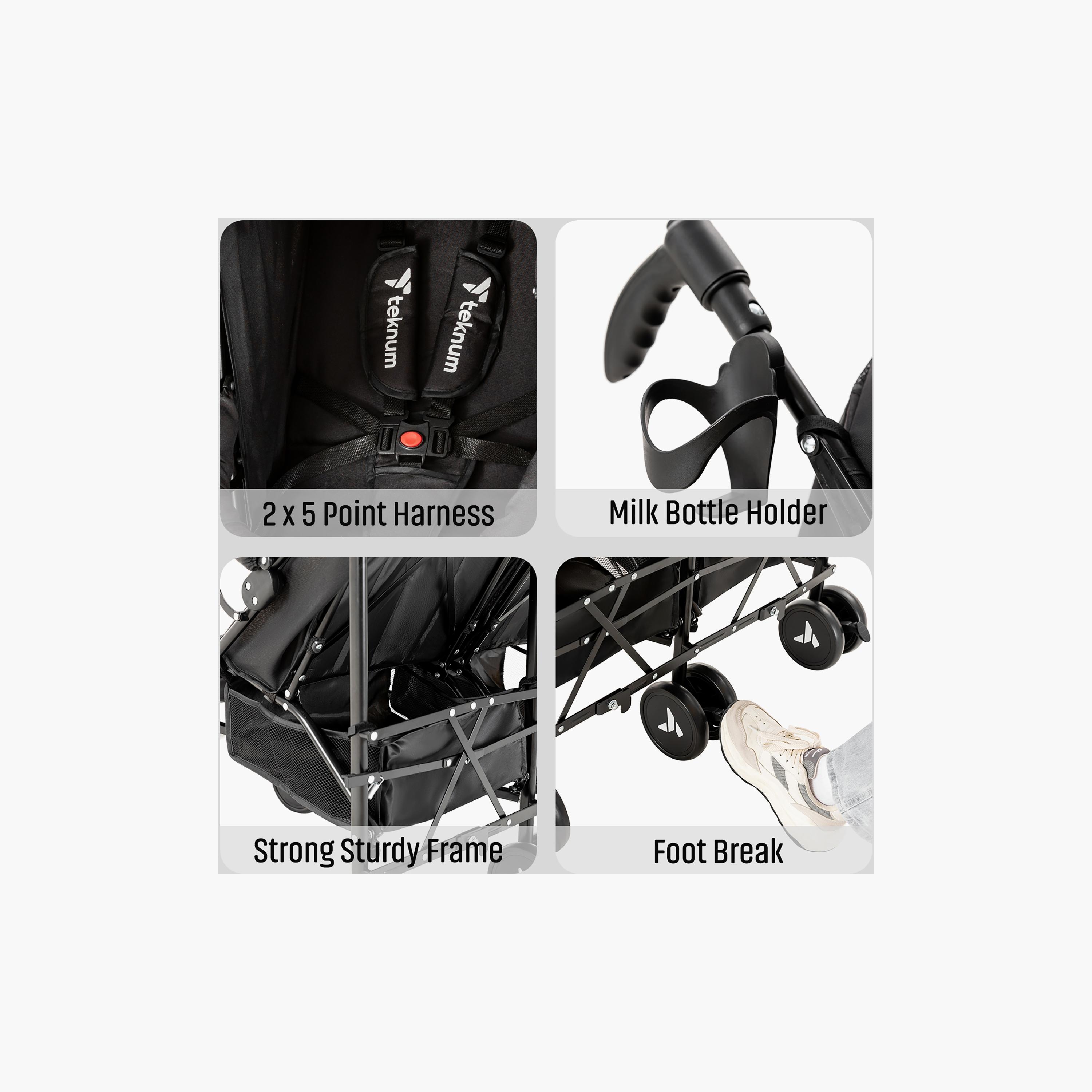 Teknum Twin Stroller Fellow, Black-baby-gear-strollersandprams-strollers-image-3
