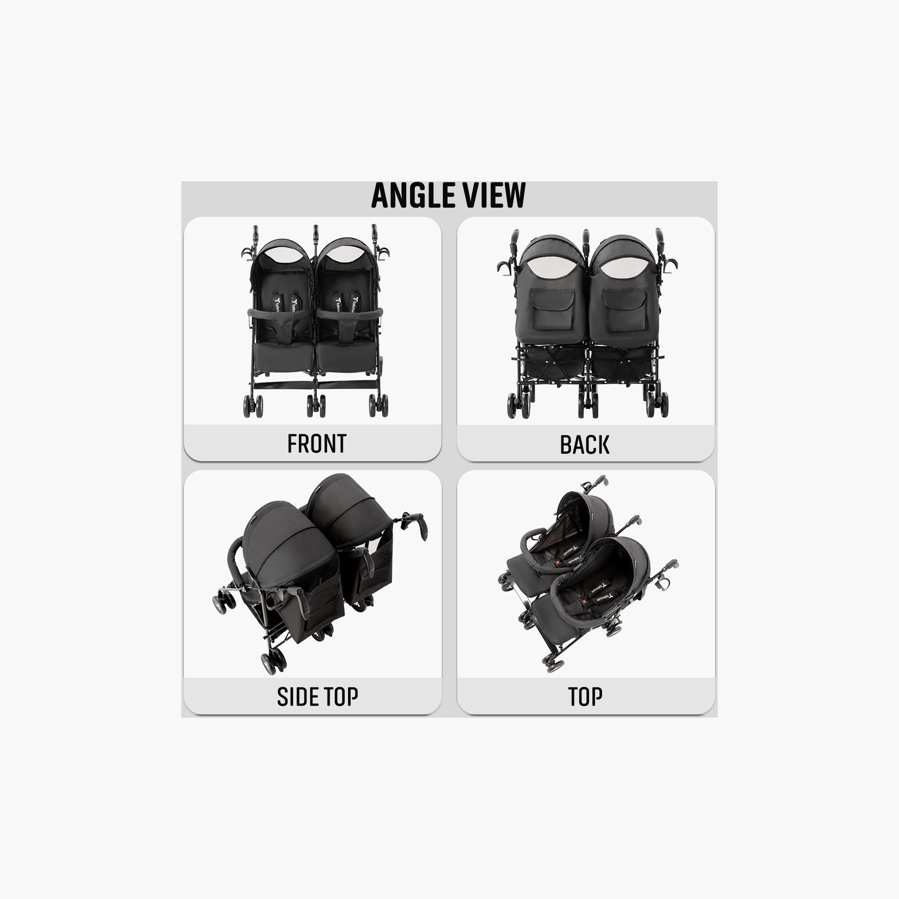 Teknum Twin Stroller Fellow, Black-baby-gear-strollersandprams-strollers-image-4