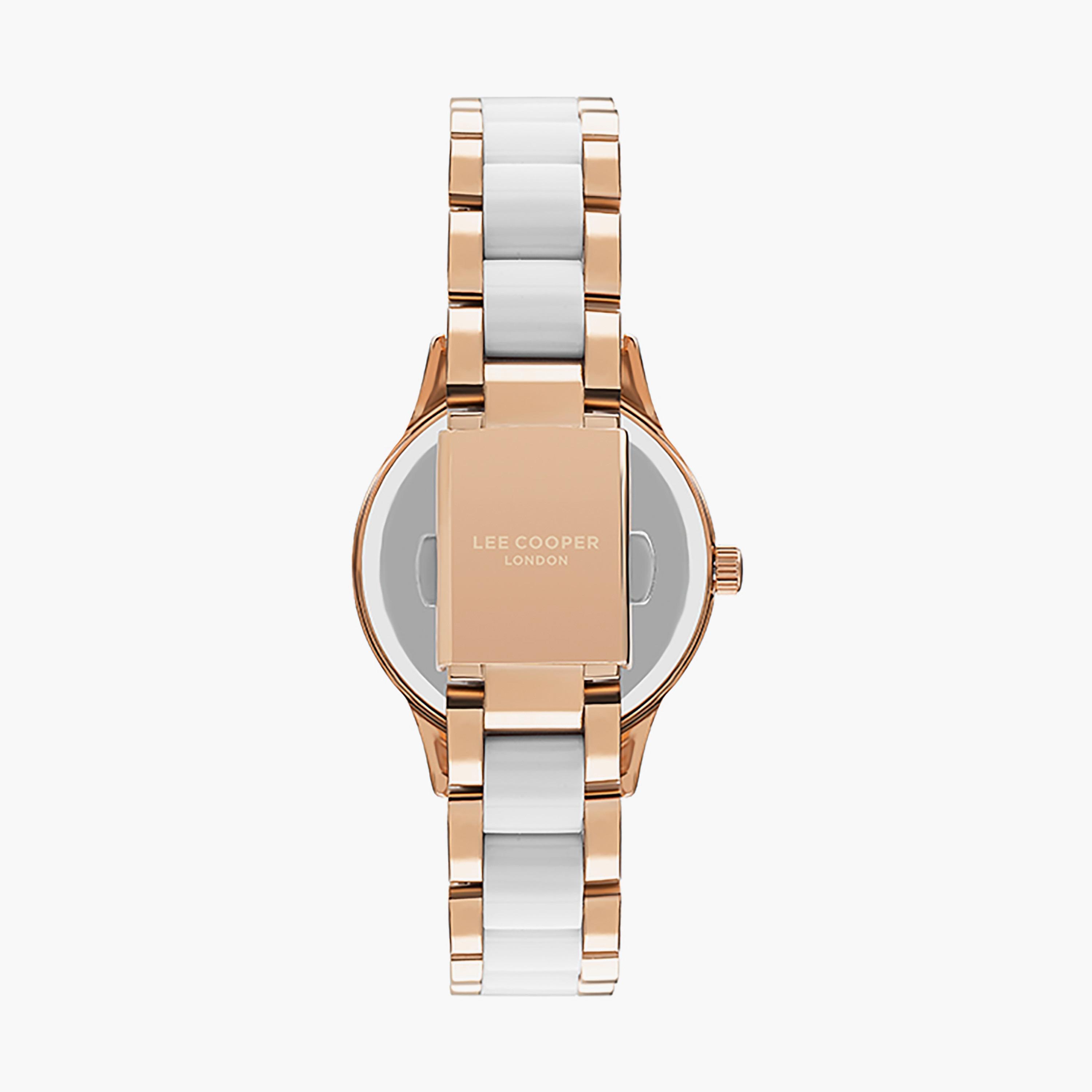  LC07458.420 | ساعة أنالوج ذهبية وبيضاء بسوار ستانلس ستيل من لي كوبر للنساء-women-watchesandjewellery-watches-image-3
