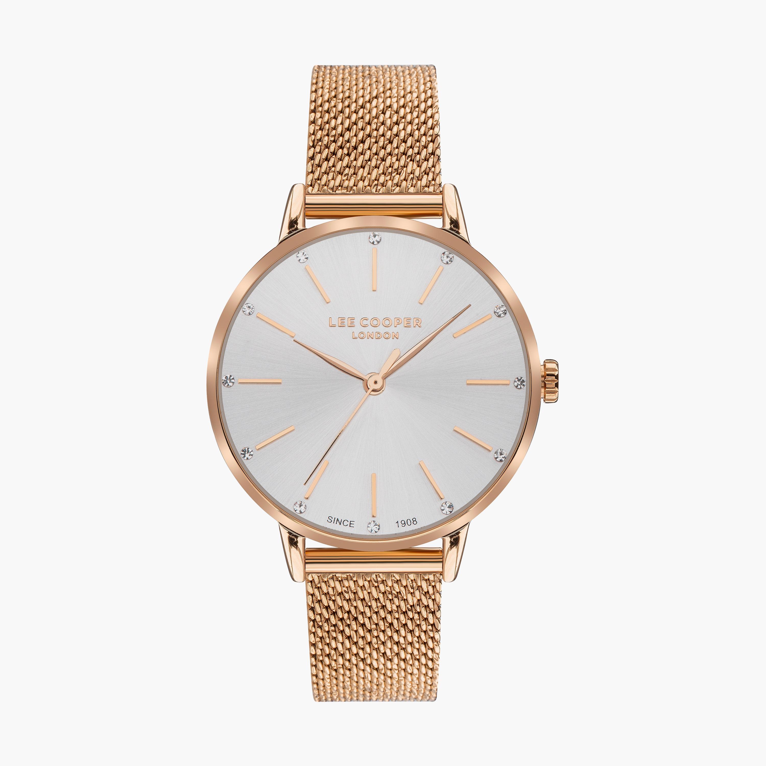  LC07473.430 | ساعة لي كوبر بسوار شبكي ذهبي وردي مع أنالوج-women-watchesandjewellery-watches-image-1