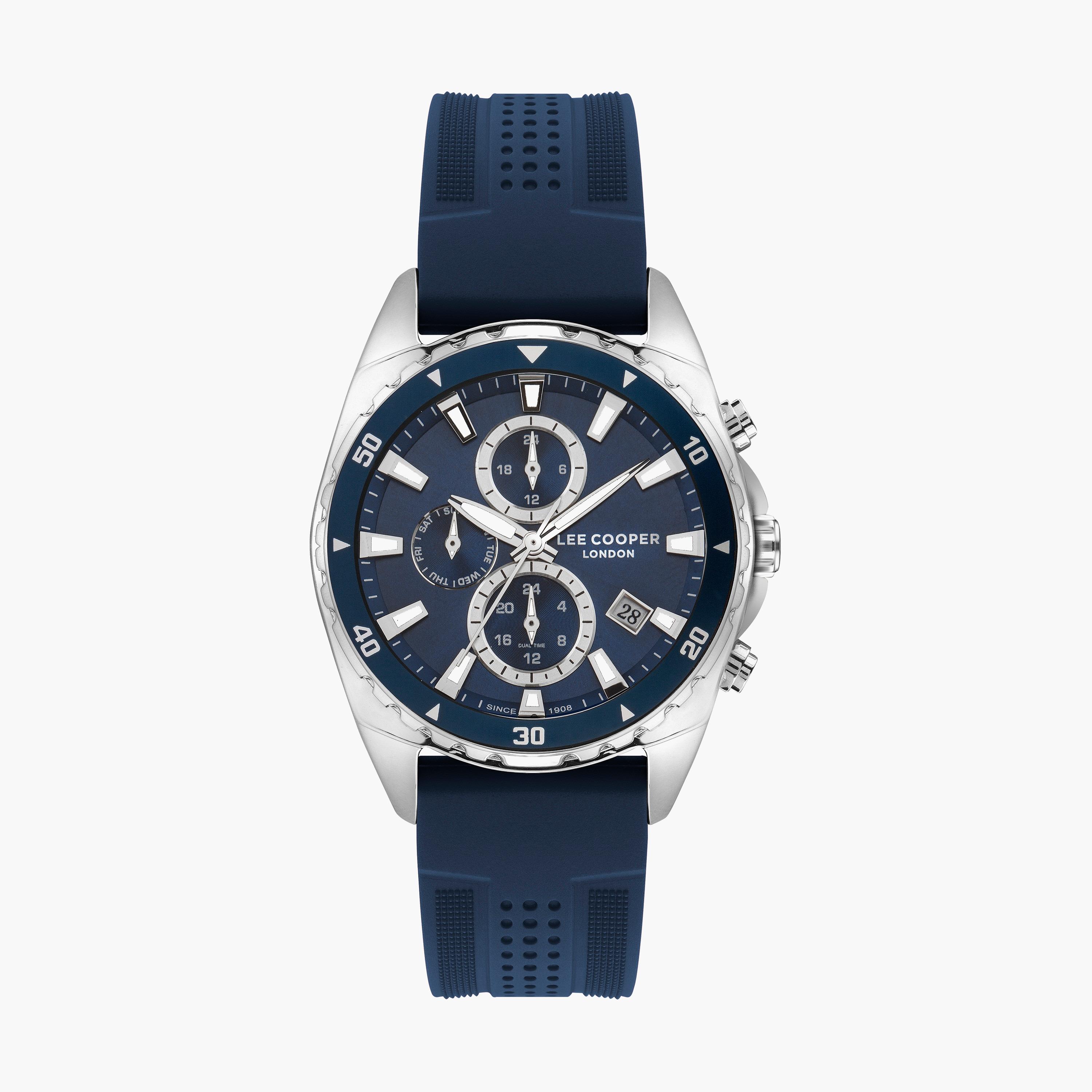 Lee Cooper Men's Dark Blue Chronograph Silicone Strap Watch | LC07527.399-men-watchesandjewellery-watches-image-1