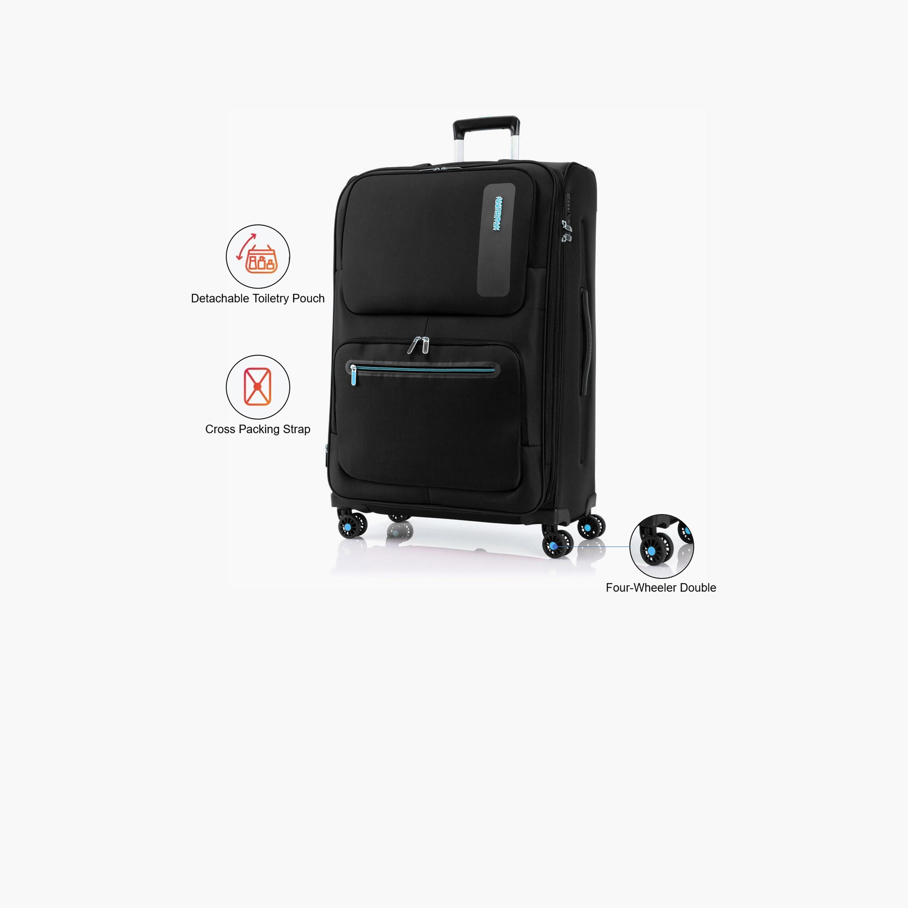 American Tourister Maxwell 81 CM Large Check-in Polyester Softcase 4-Wheeler Trolley Bag | 251-2501-004270-travel-luggagesandbags-luggage-image-3