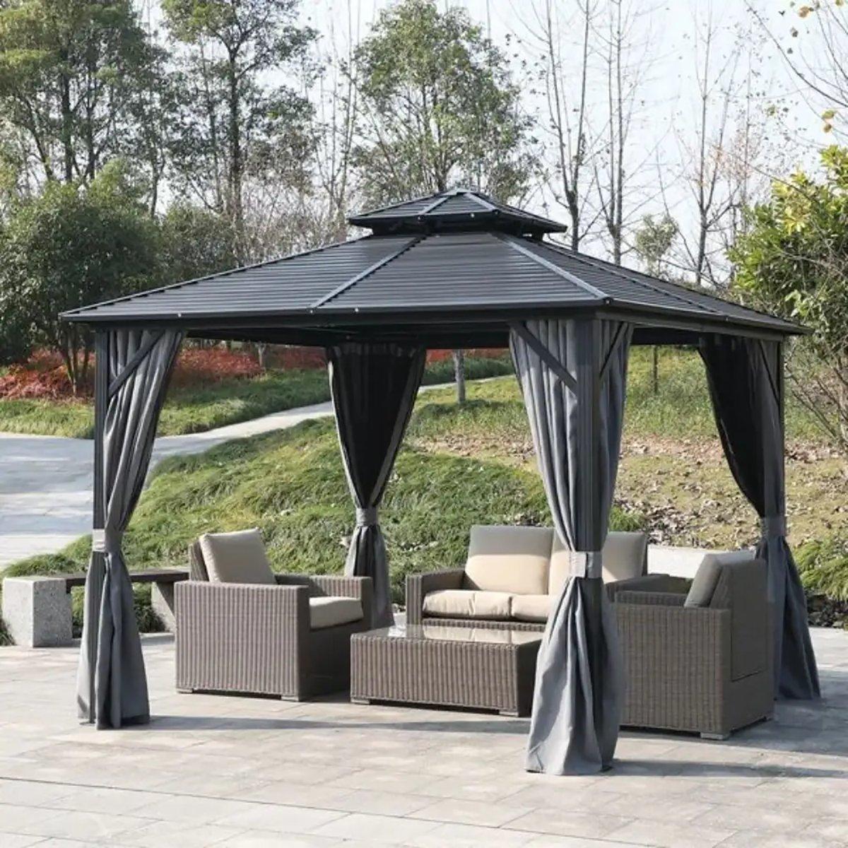 Gazebo with store mosquito netting