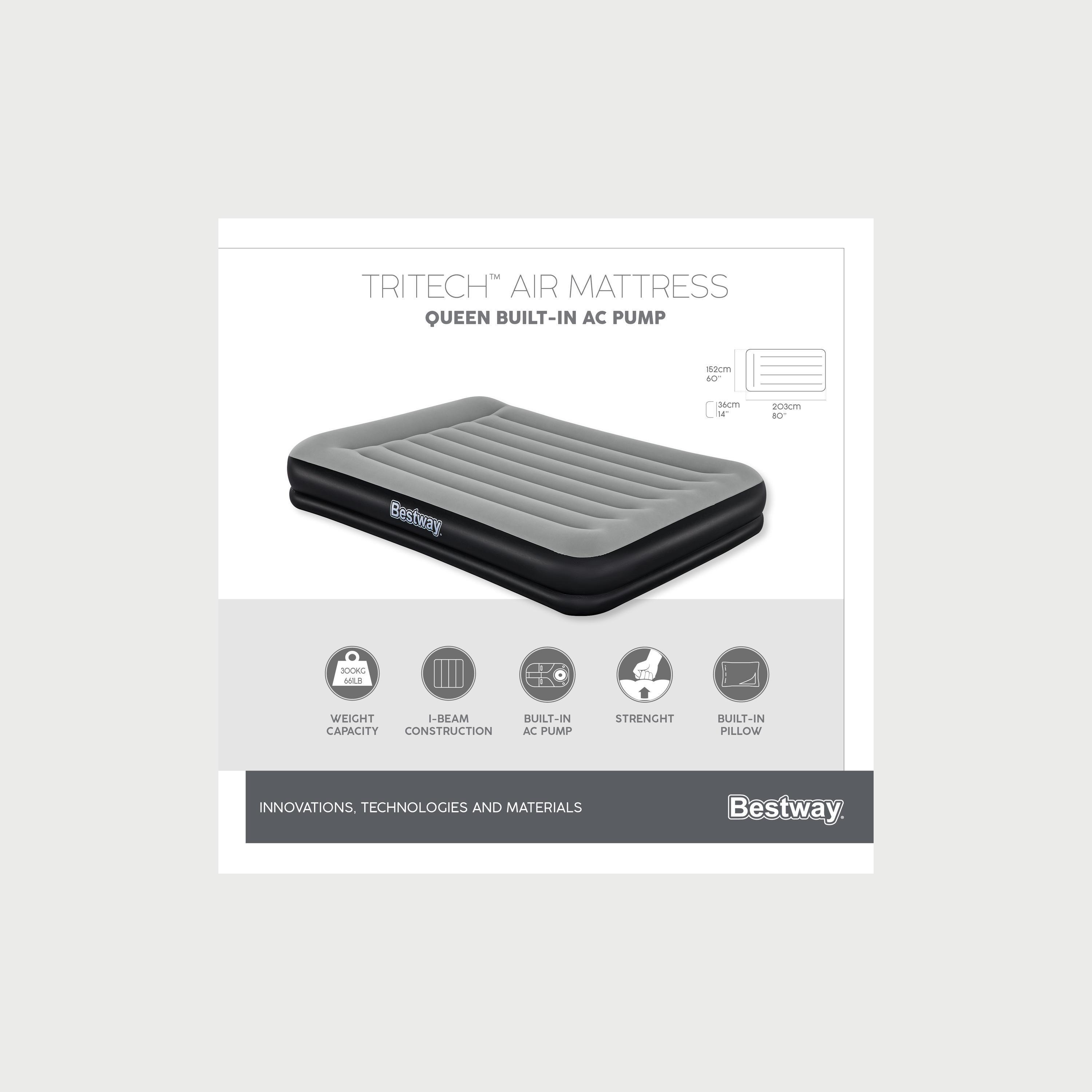 Bestway Tritech Air Mattress with Built-in AC Pump, Queen -baby-nursery-mattresses-image-2