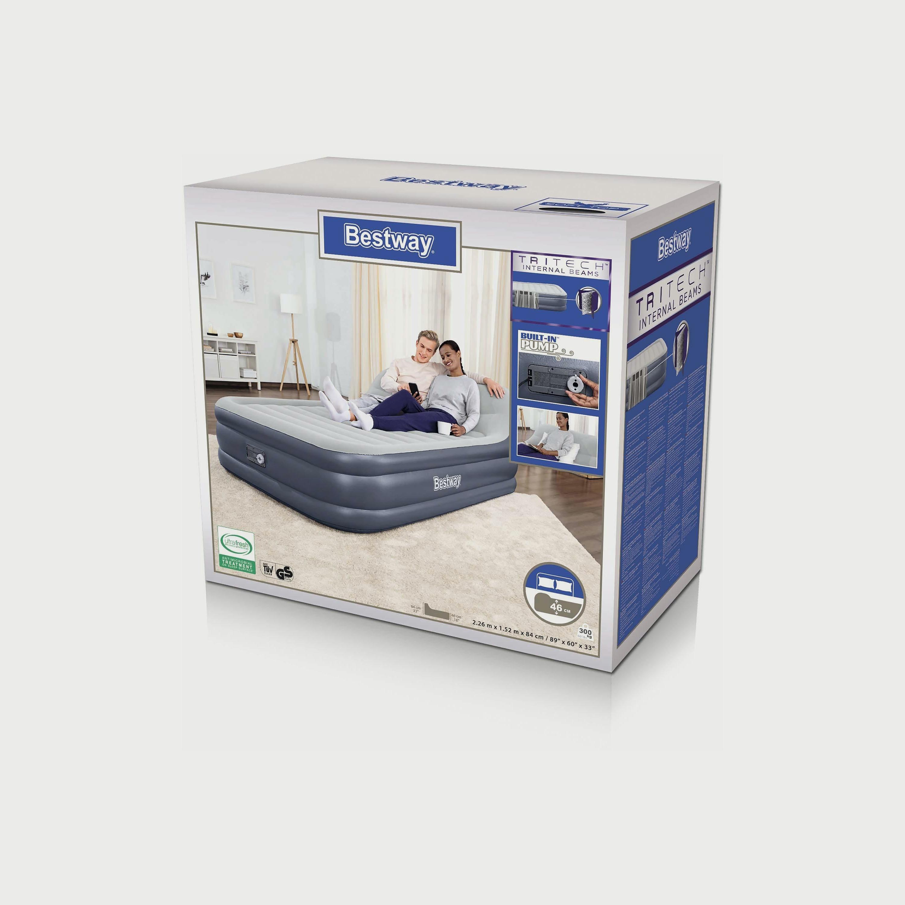 Bestway Tritech SleekFlow Headboard Air Mattress with Built-in AC Pump and Antimicrobial Coating, Queen -baby-nursery-mattresses-image-5