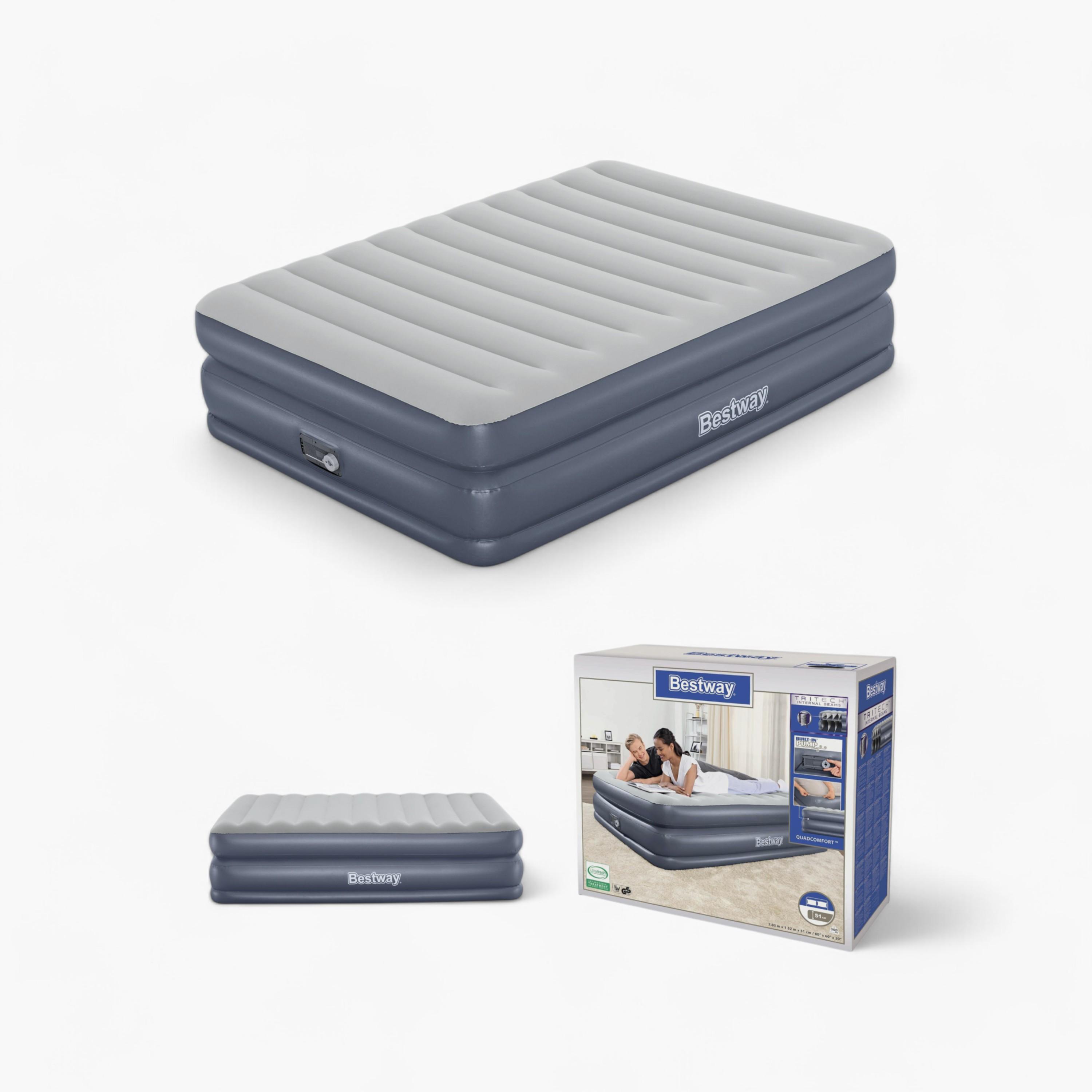 Bestway Tritech QuadComfort Air Mattress with Built-in AC Pump and Antimicrobial Coating, Queen -toys-outdoor-poolandbeach-image-1