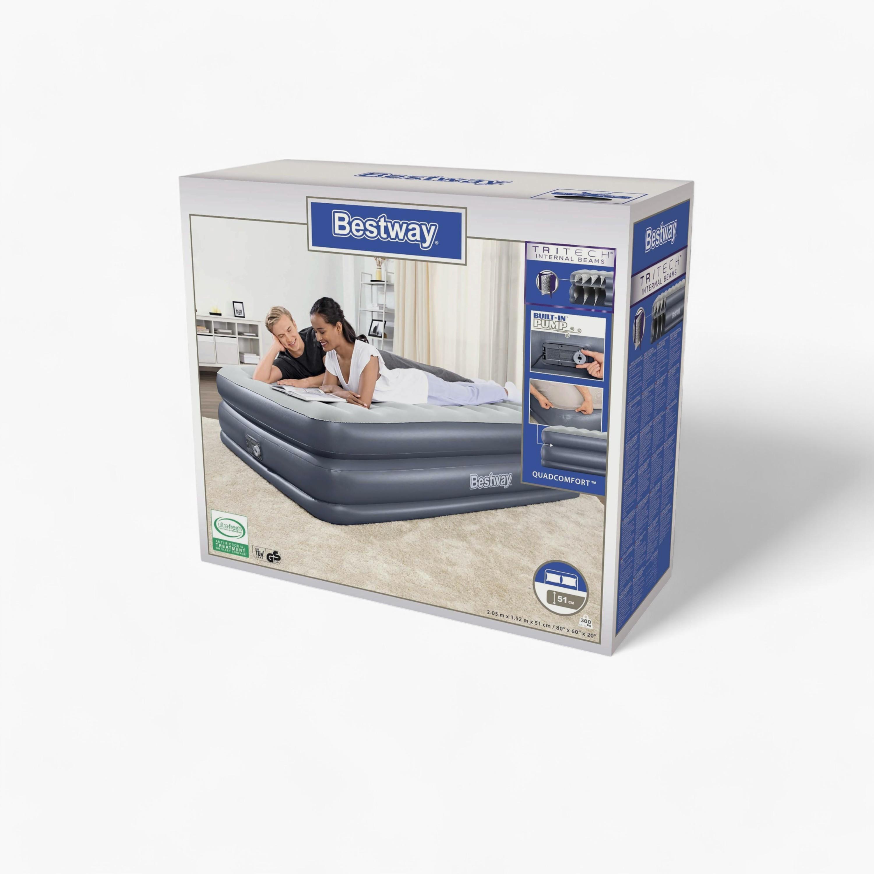 Buy Bestway Tritech QuadComfort Air Mattress with Built in AC Pump and Antimicrobial Coating Queen Online Babyshop UAE