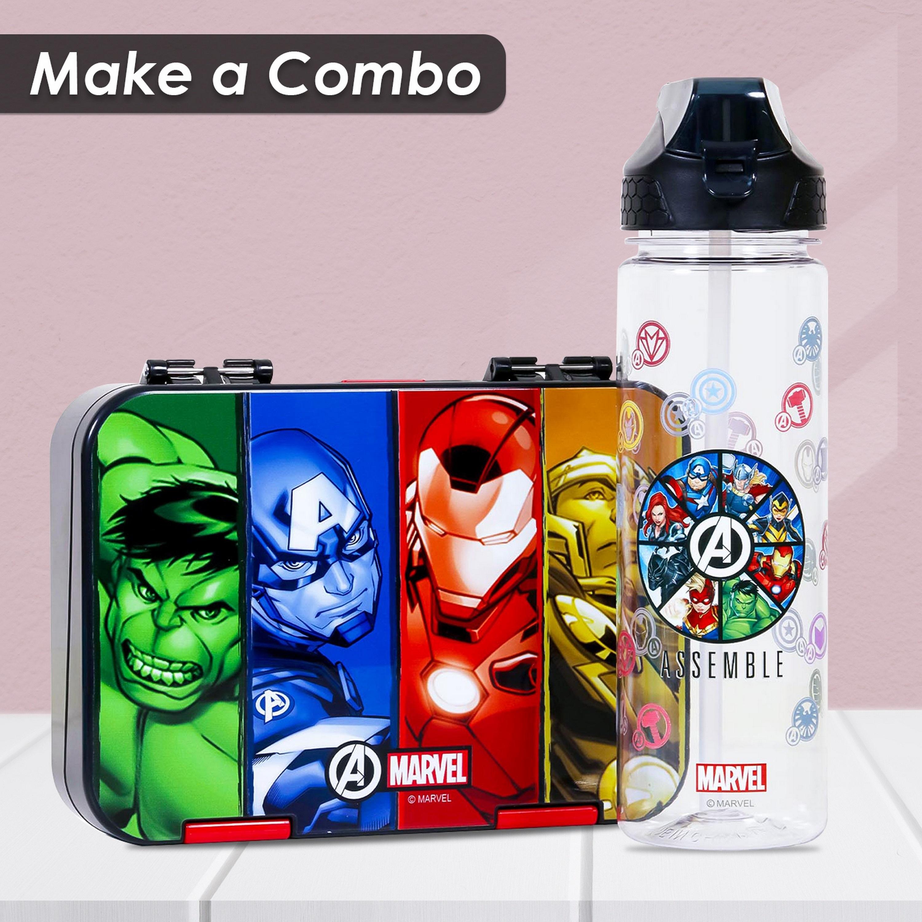 Marvel Avengers Assemble 2-In-1 Tritan Water Bottle 650ml, Black-school-waterbottles-image-5