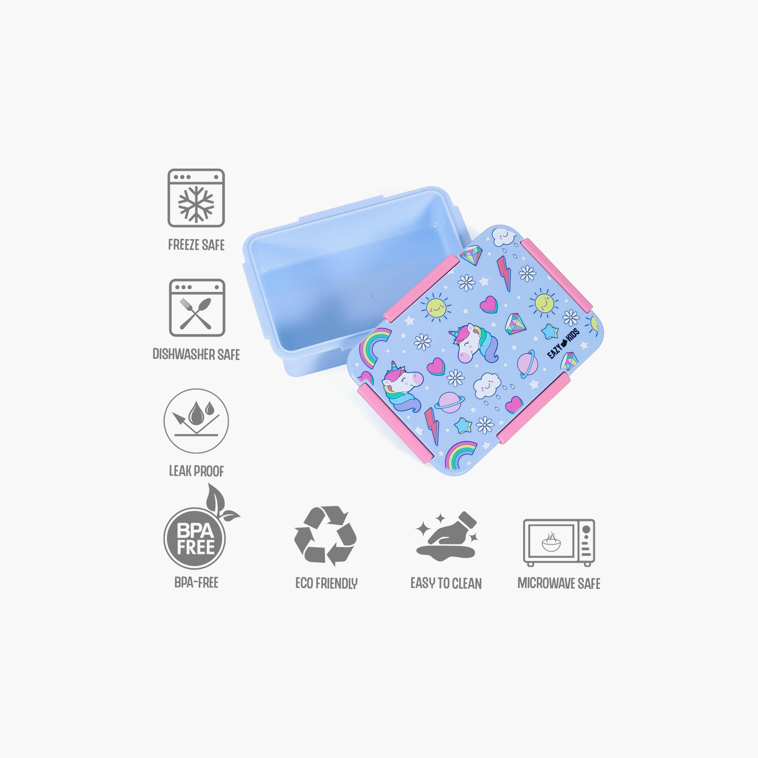 Eazy Kids Unicorn 1  2  3 4 Compartment Convertible Bento Lunch Box, Pink-school-lunchessentials-lunchboxes-image-2