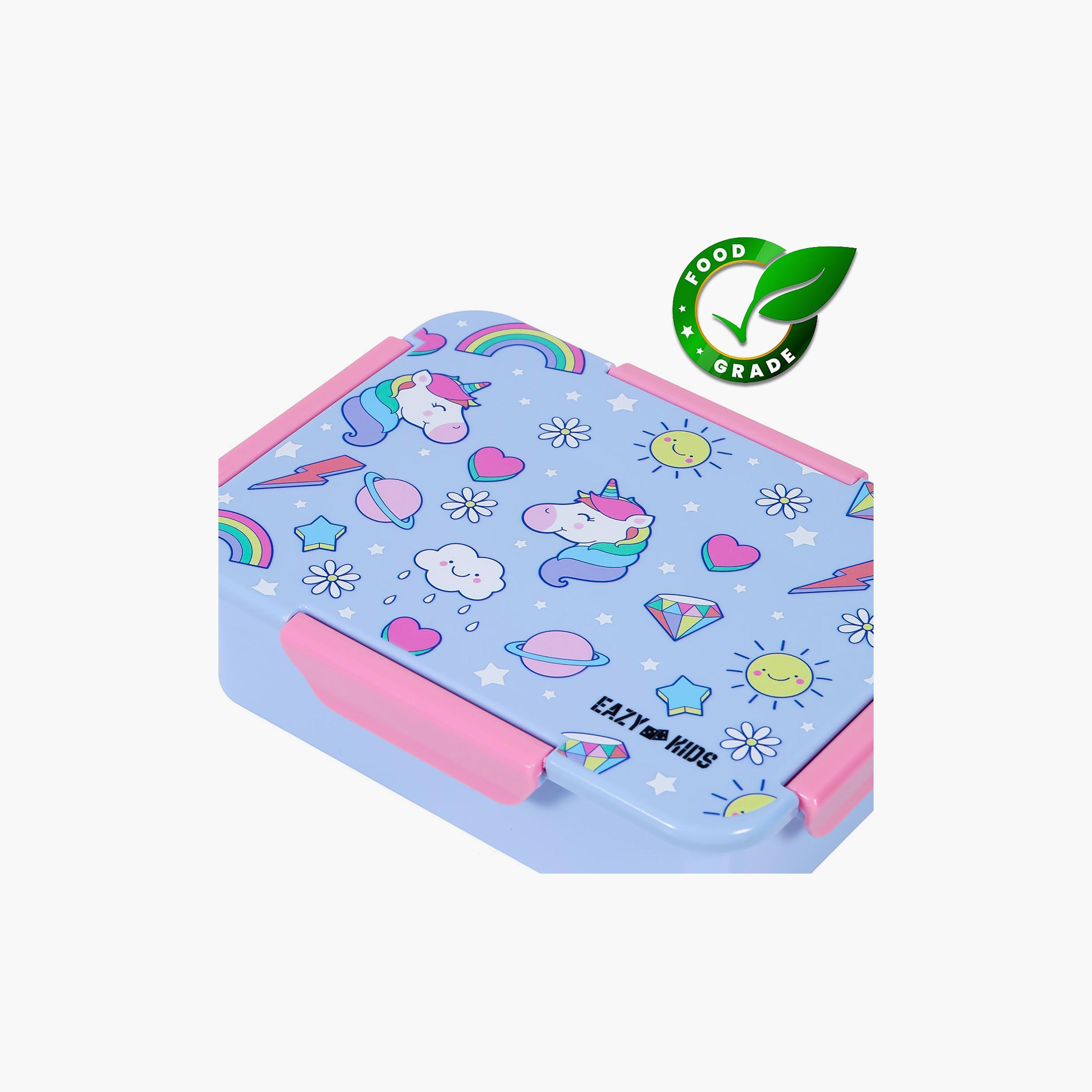 Eazy Kids Unicorn 1  2  3 4 Compartment Convertible Bento Lunch Box, Pink-school-lunchessentials-lunchboxes-image-4