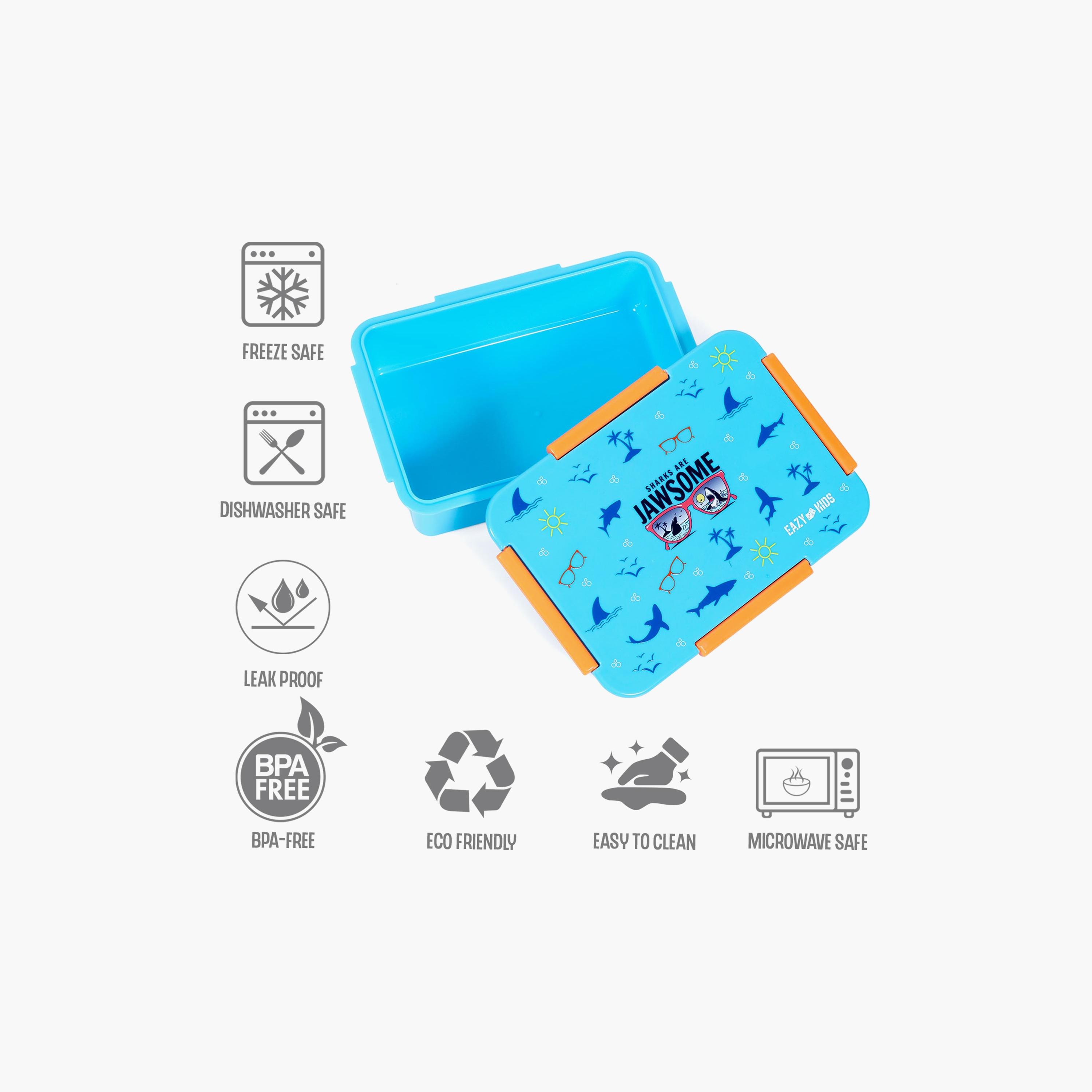 Eazy Kids Jawsome Shark 1  2  3 4 Compartment Convertible Bento Lunch Box, Pink-school-lunchessentials-lunchboxes-image-2