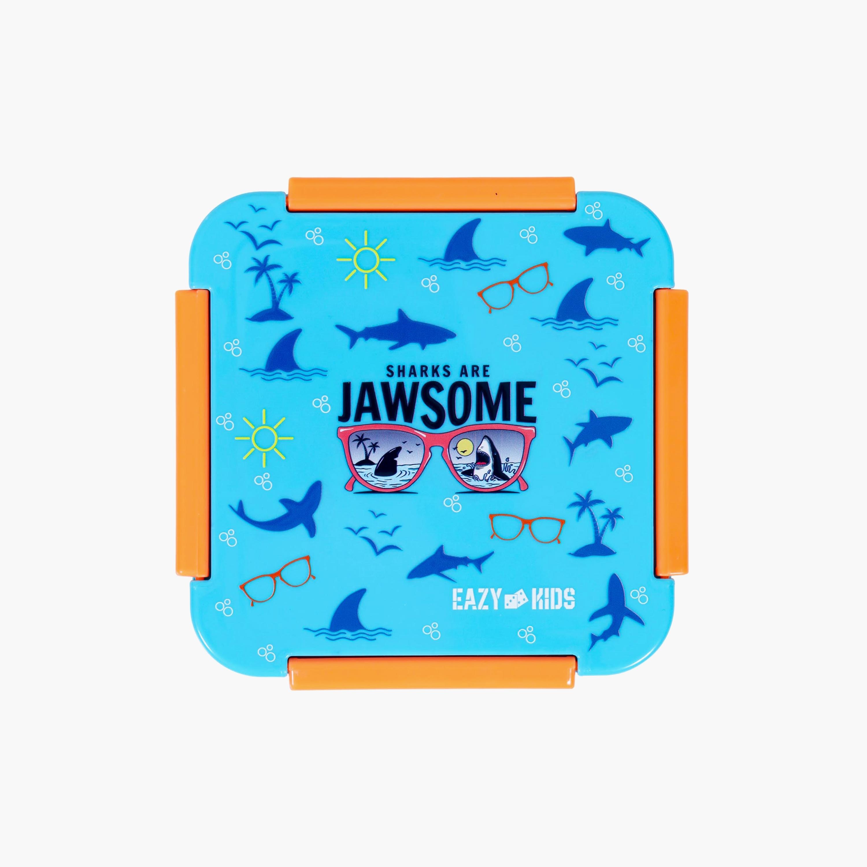 Eazy Kids Jawsome Shark Snack  Lunch Box, Blue-school-lunchessentials-lunchboxes-image-2