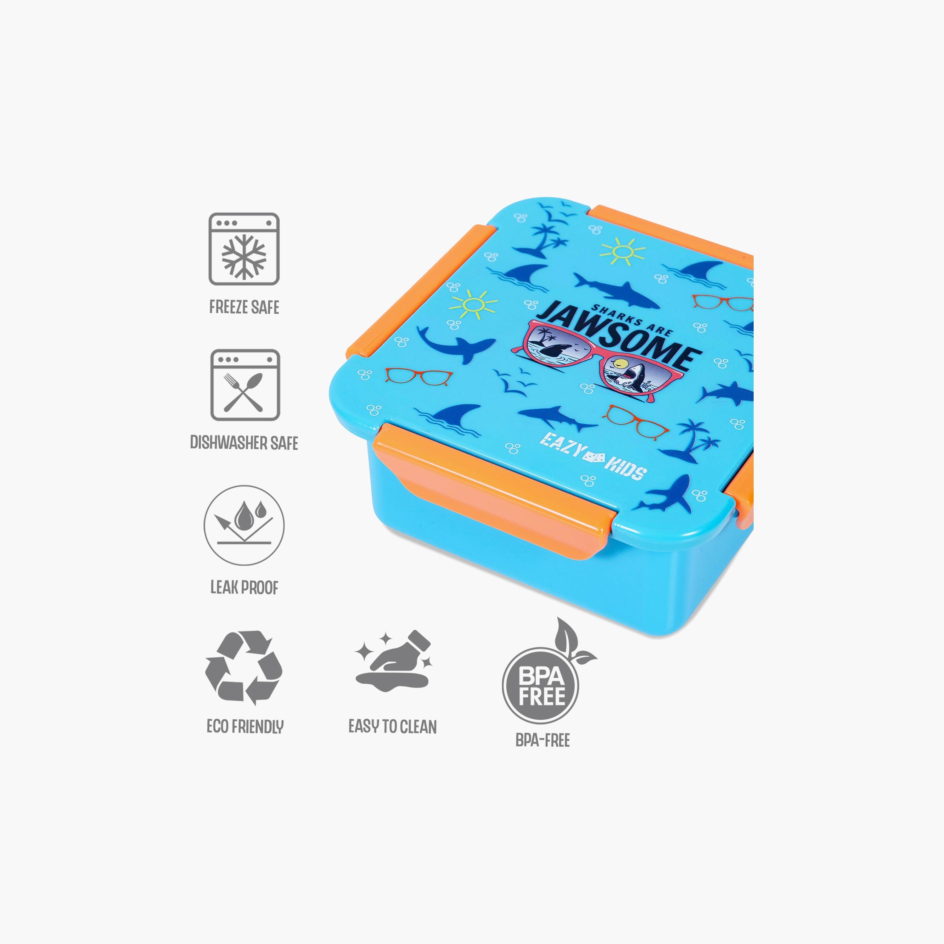 Eazy Kids Jawsome Shark Snack  Lunch Box, Blue-school-lunchessentials-lunchboxes-image-3