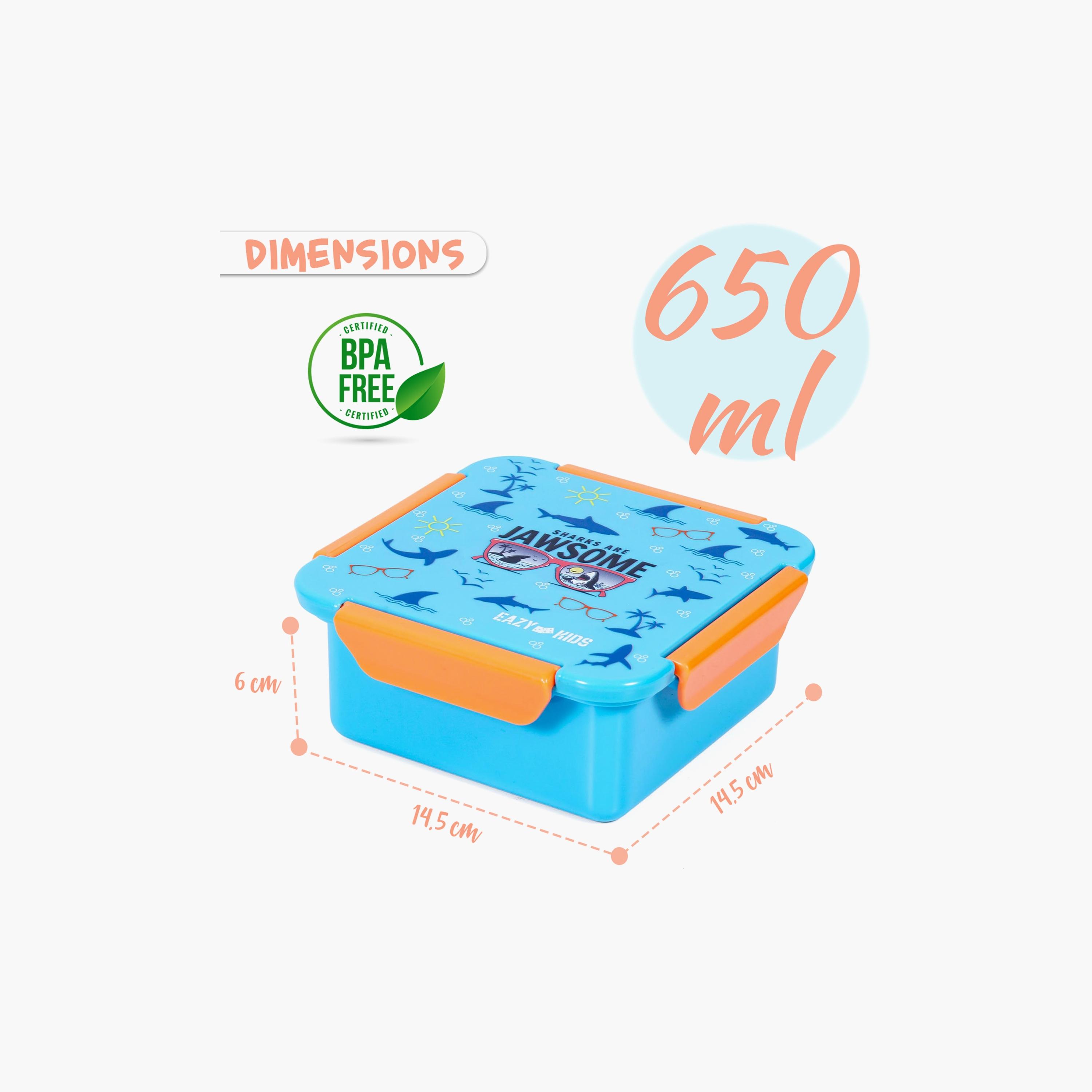 Eazy Kids Jawsome Shark Snack  Lunch Box, Blue-school-lunchessentials-lunchboxes-image-4