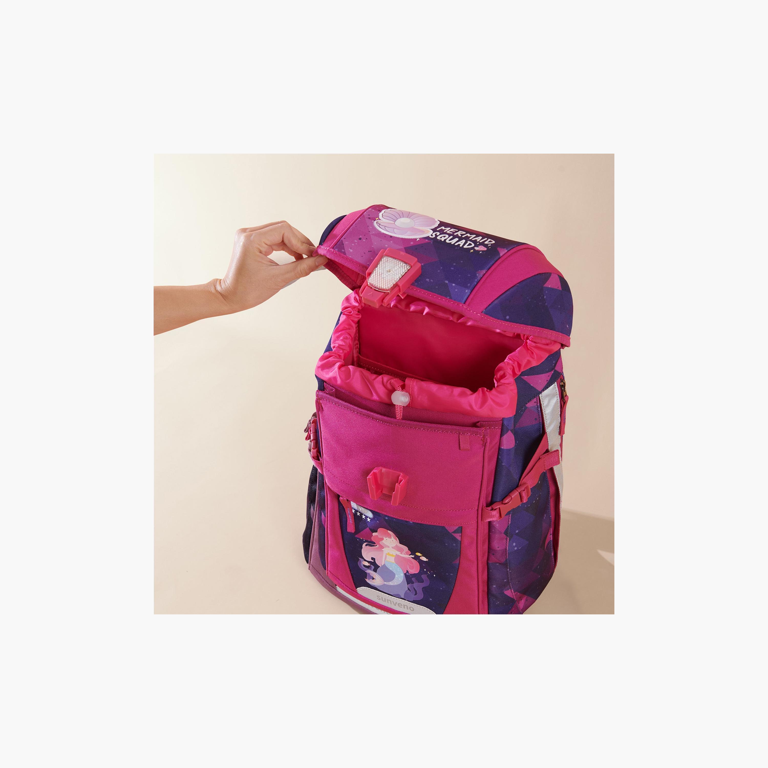 Sunveno Ergonomic School Bag Mermaid, Pink-school-bagsandbackpacks-backpacks-image-4