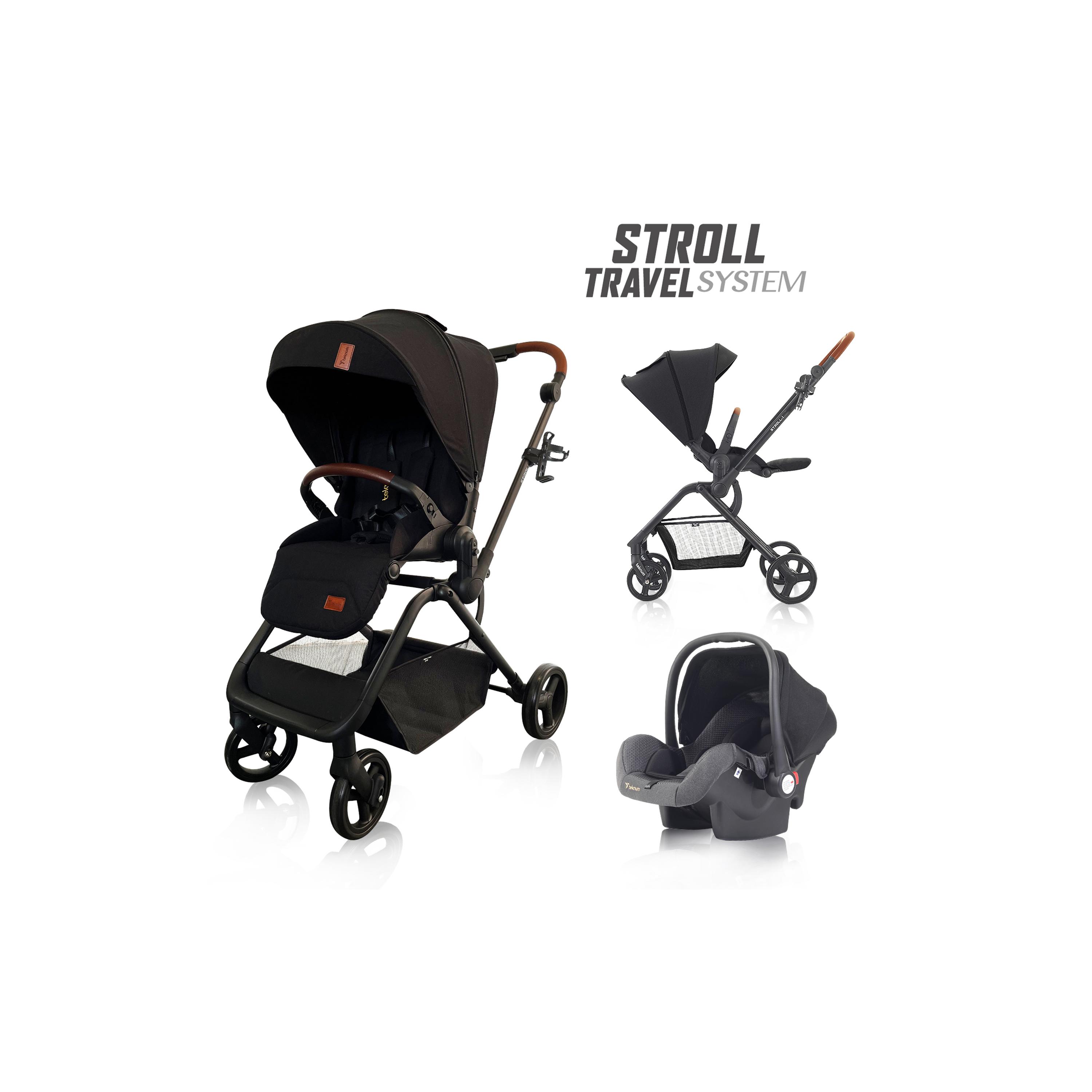 Teknum STROLL-1 Travel System with Reversible Stroller and Compacto Baby Car Seat, Black-baby-gear-strollersandprams-travelsystems-image-2