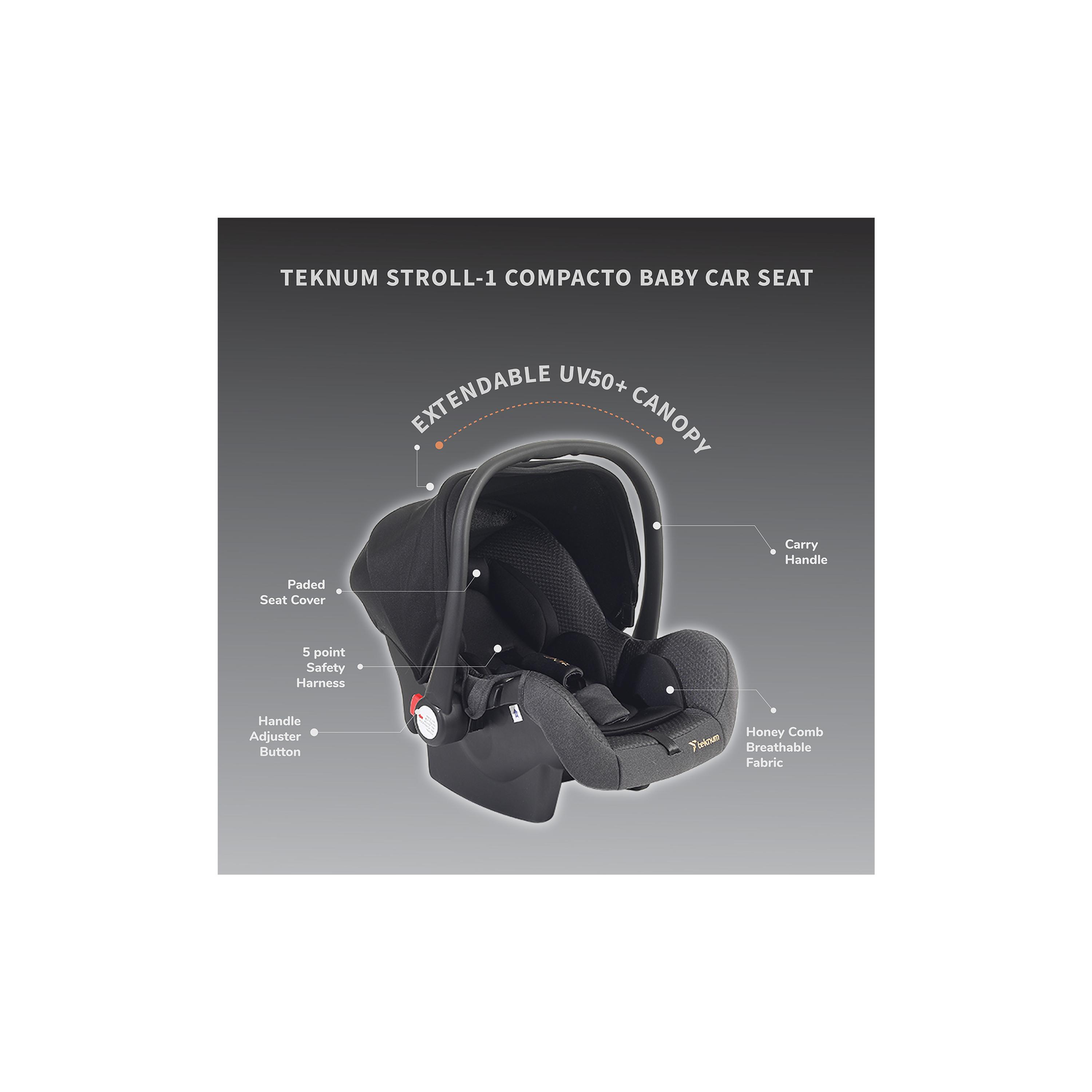 Teknum STROLL-1 Travel System with Reversible Stroller and Compacto Baby Car Seat, Black-baby-gear-strollersandprams-travelsystems-image-16