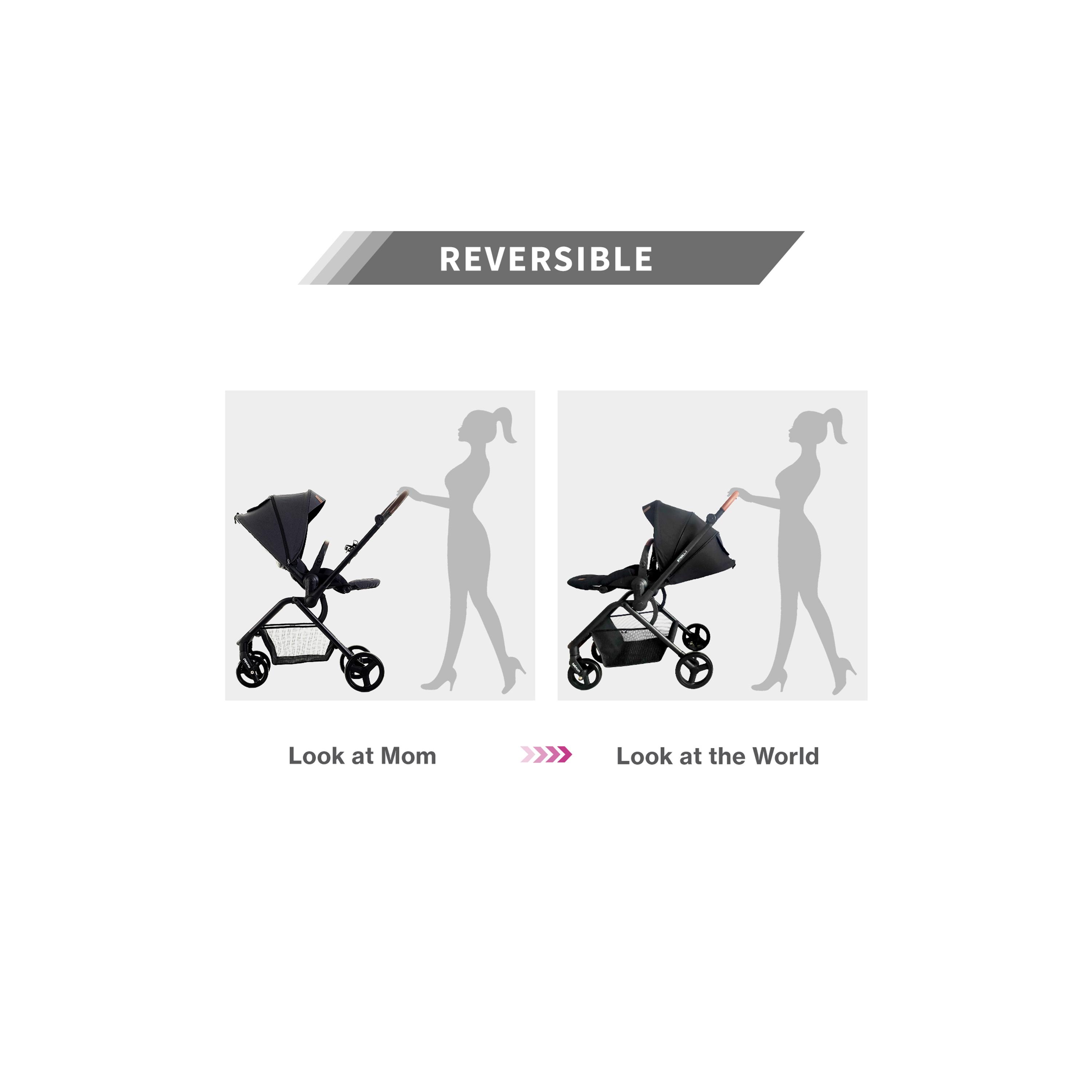 Teknum STROLL-1 Travel System with Reversible Stroller and Compacto Baby Car Seat, Black-baby-gear-strollersandprams-travelsystems-image-4