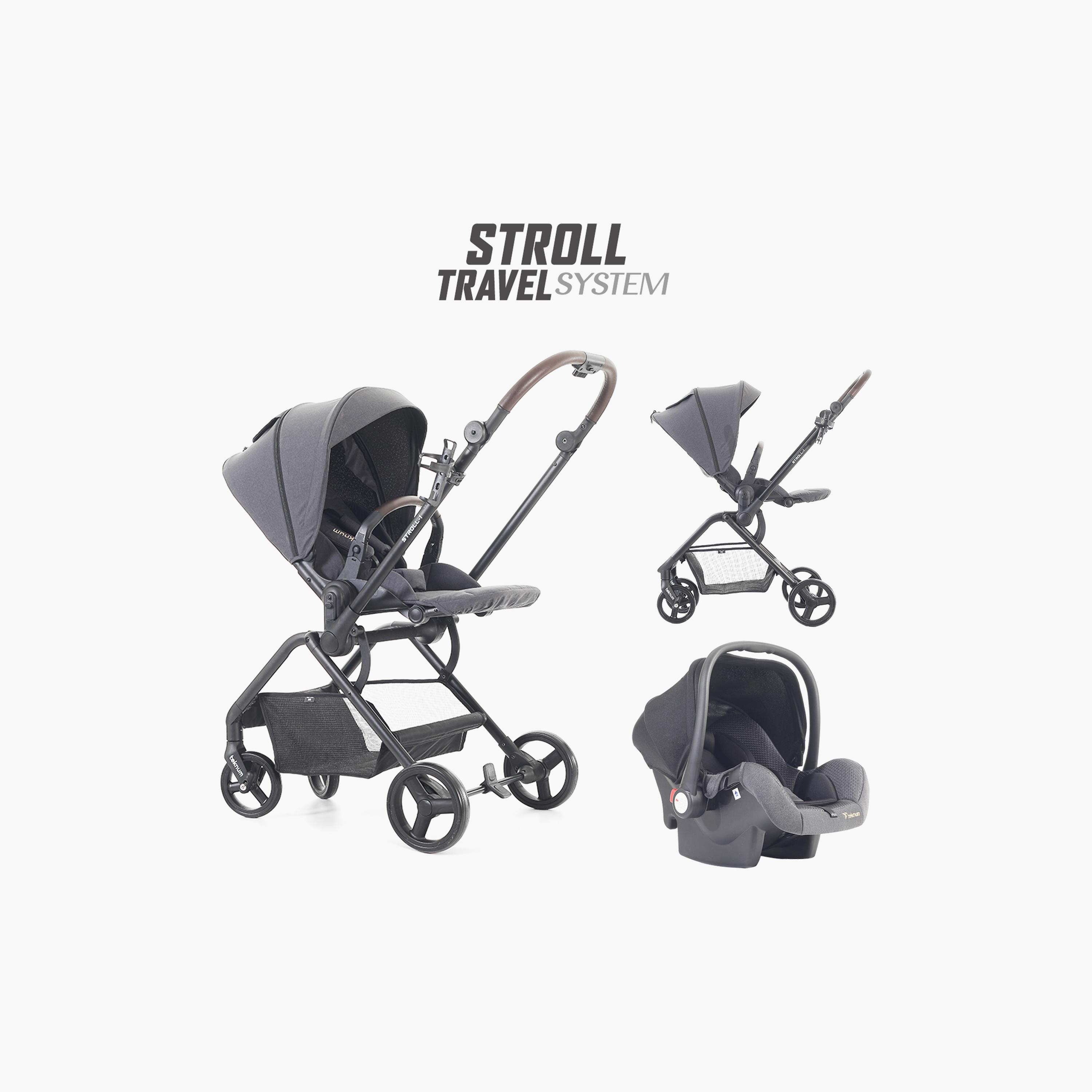 سترول-1 ترافيل سيستم مع عربة أطفال قابلة للعكس و مقعد سيارة كومباكتو بيبي من تيكنام, رمادي-baby-gear-strollersandprams-travelsystems-image-5