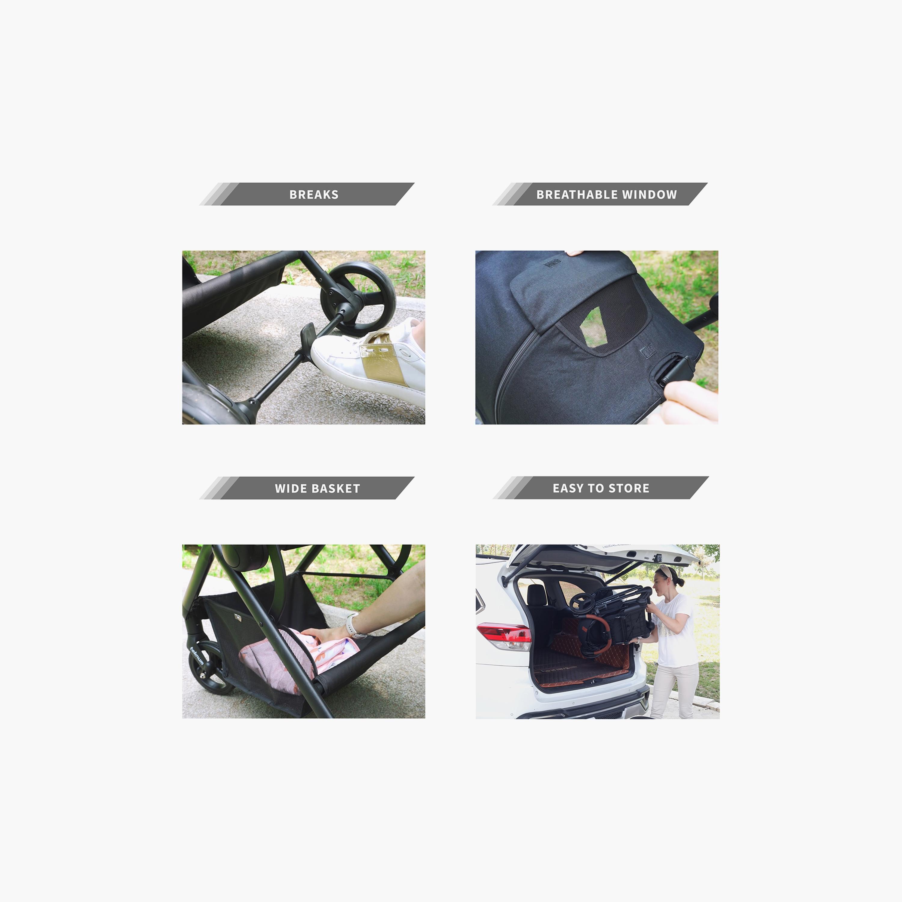 سترول-1 ترافيل سيستم مع عربة أطفال قابلة للعكس و مقعد سيارة كومباكتو بيبي من تيكنام, رمادي-baby-gear-strollersandprams-travelsystems-image-3