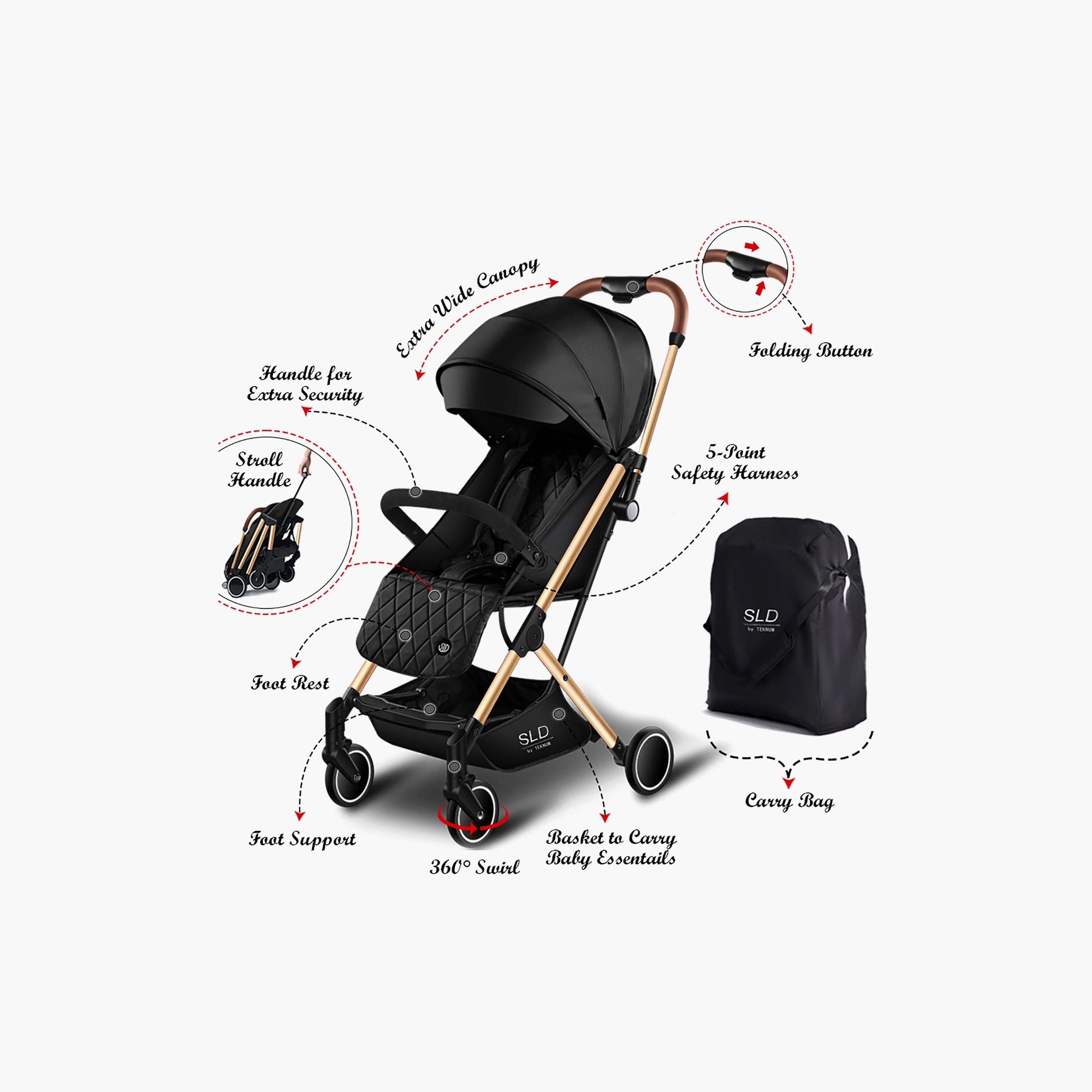 Teknum - Travel Lite  Stroller SLD, Black Gold-baby-gear-strollersandprams-strollers-image-4
