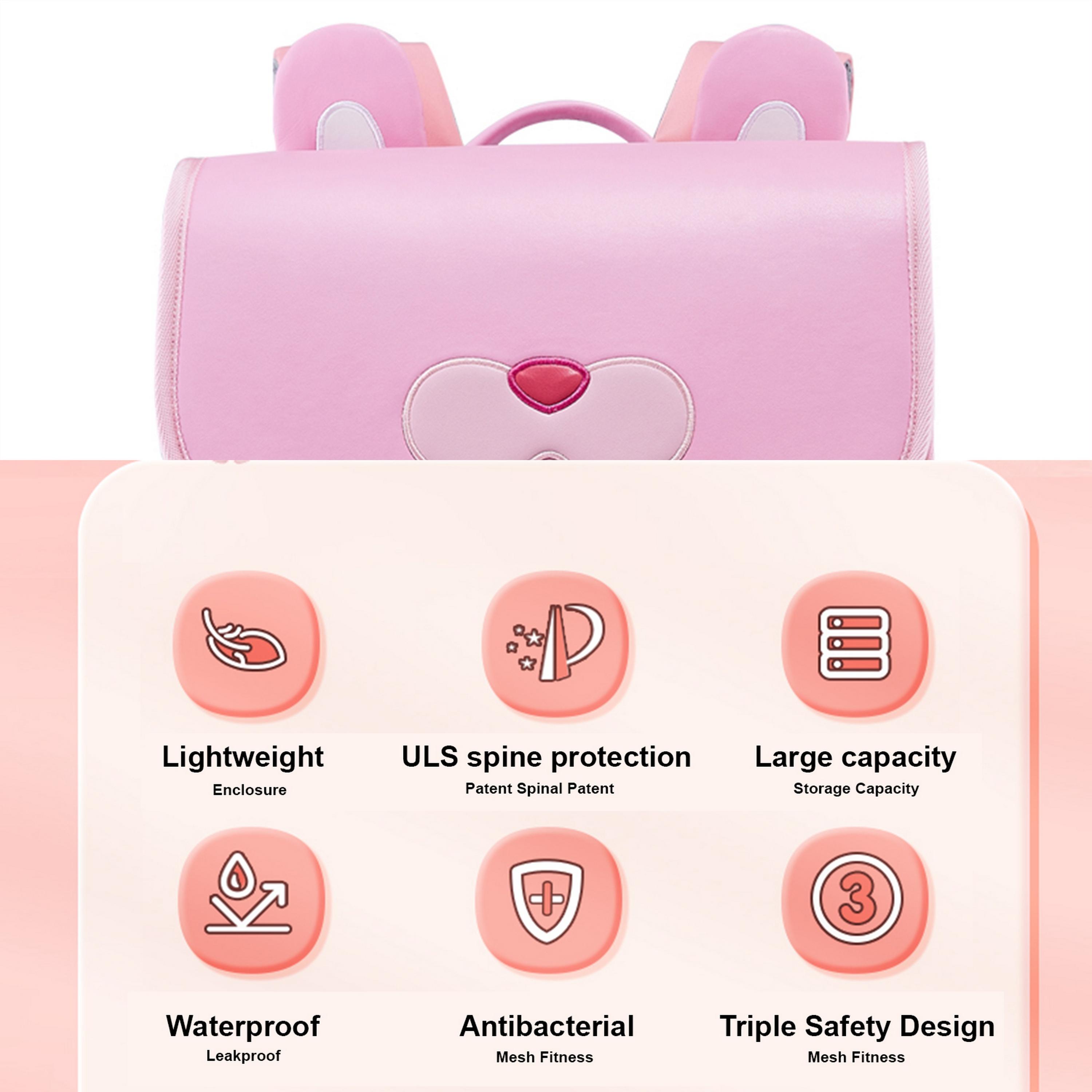 Nohoo Spine Protection School Backpack, Rabbit Pink-school-bagsandbackpacks-backpacks-image-3