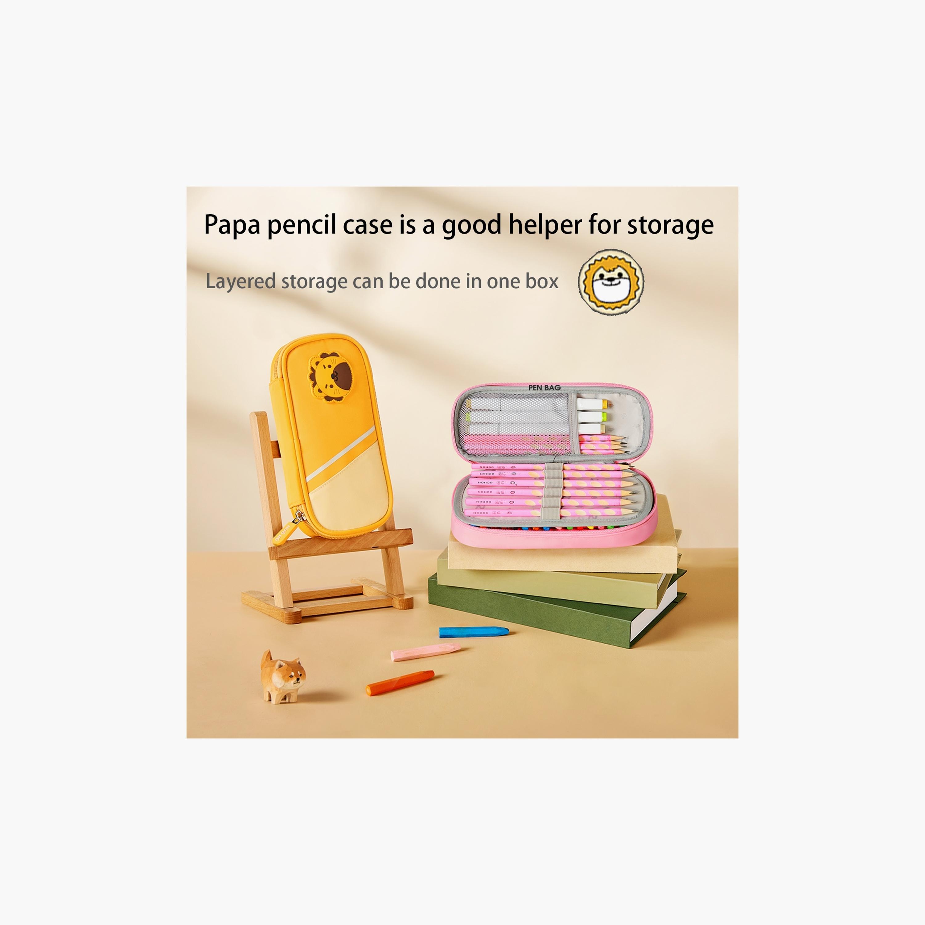 مقلمة من نوهوو, أسد أصفر-school-stationery-pencilcases-image-2
