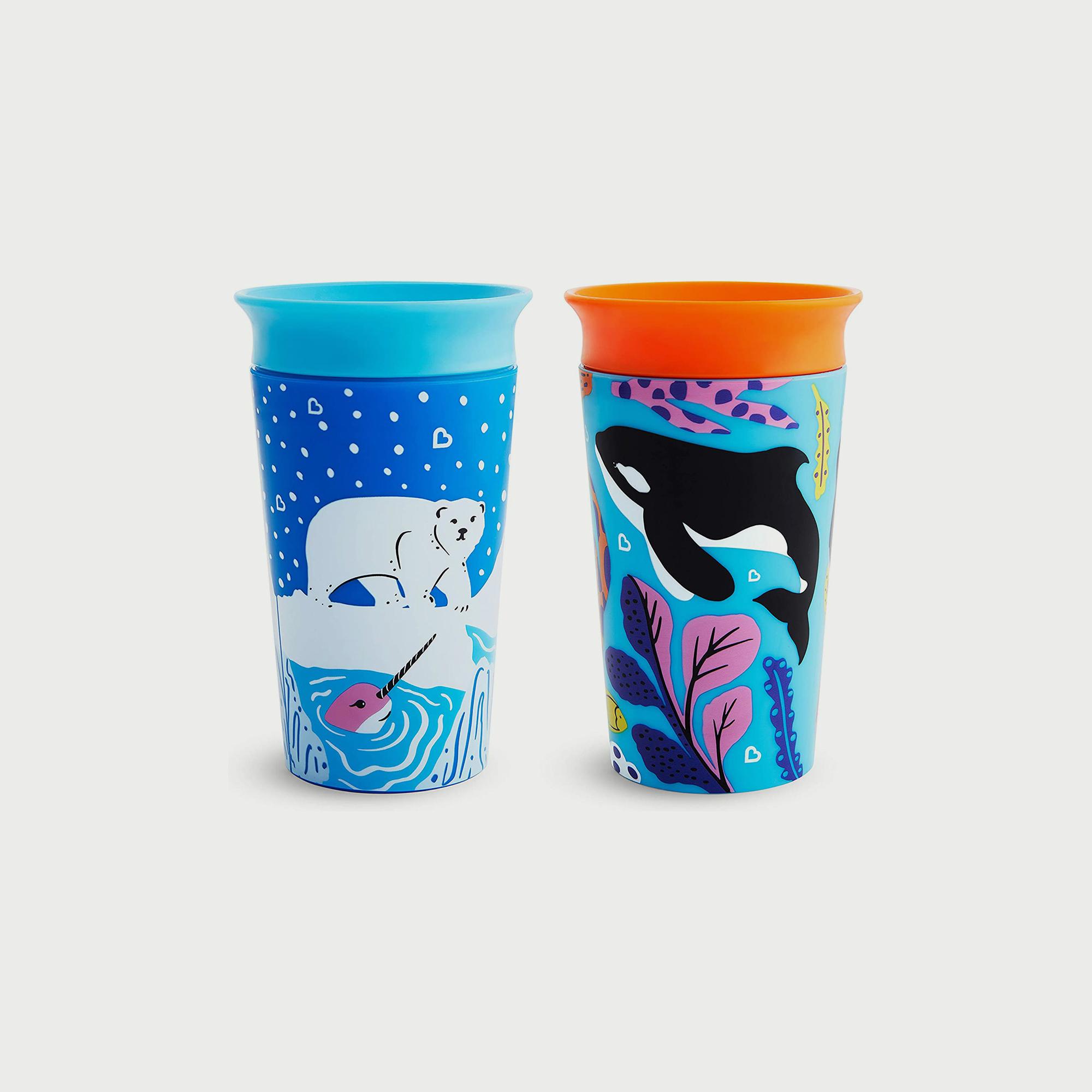 Munchkin Miracle 360° Wildlove 2 Pieces Sippy Cups, Orca/Polar Bear - 266 ml x 2-baby-feeding-mealtimeessentials-image-1