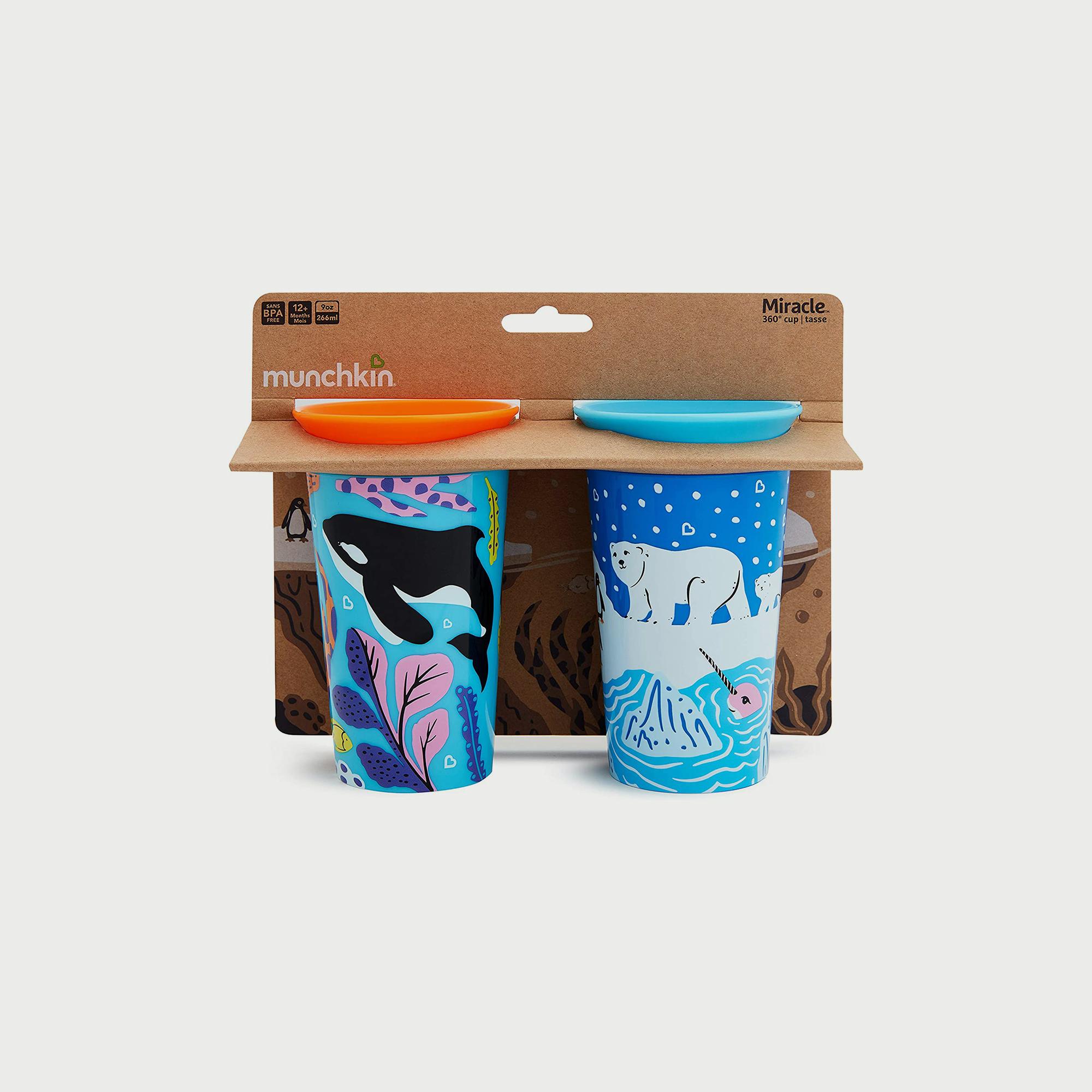 Munchkin Miracle 360° Wildlove 2 Pieces Sippy Cups, Orca/Polar Bear - 266 ml x 2-baby-feeding-mealtimeessentials-image-4