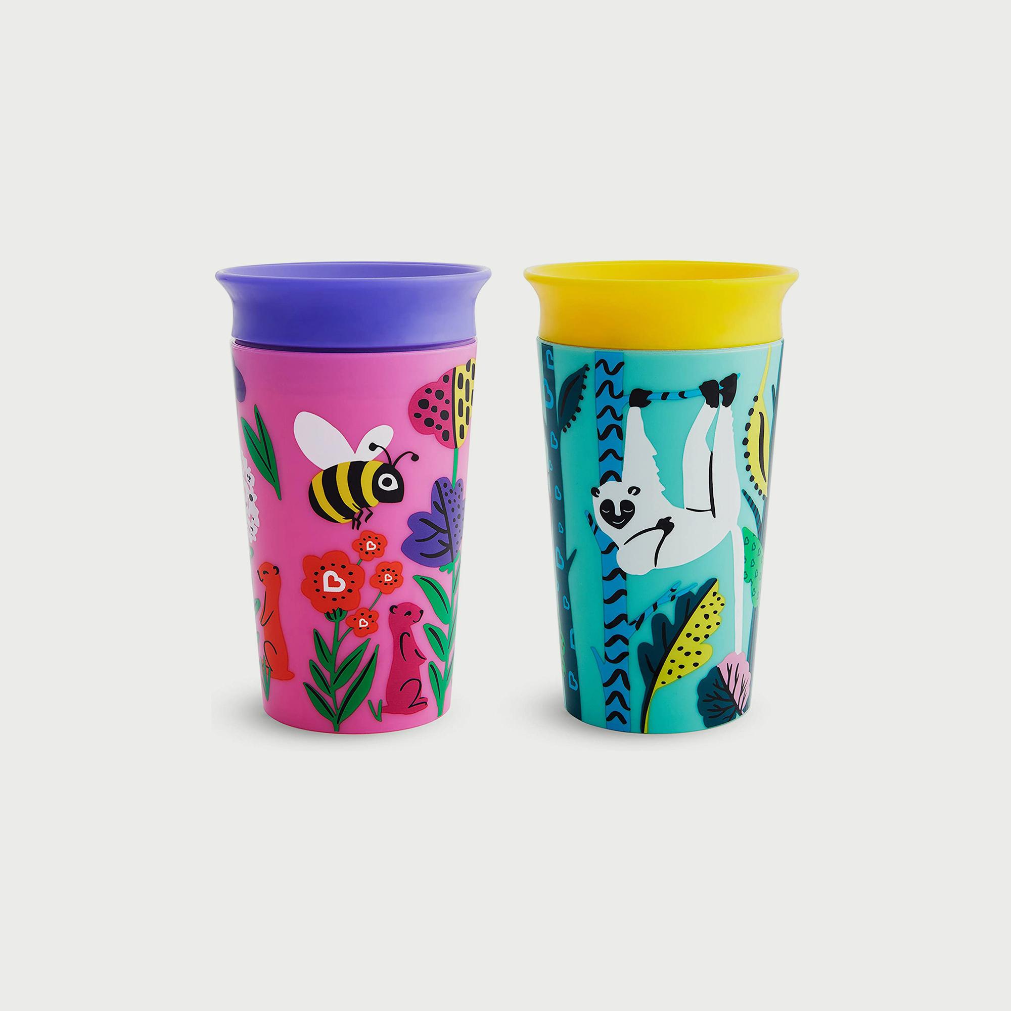 Munchkin Miracle 360° Wildlove 2 Pieces Sippy Cups, Bee/Lemur - 266 ml x 2-baby-feeding-mealtimeessentials-image-1