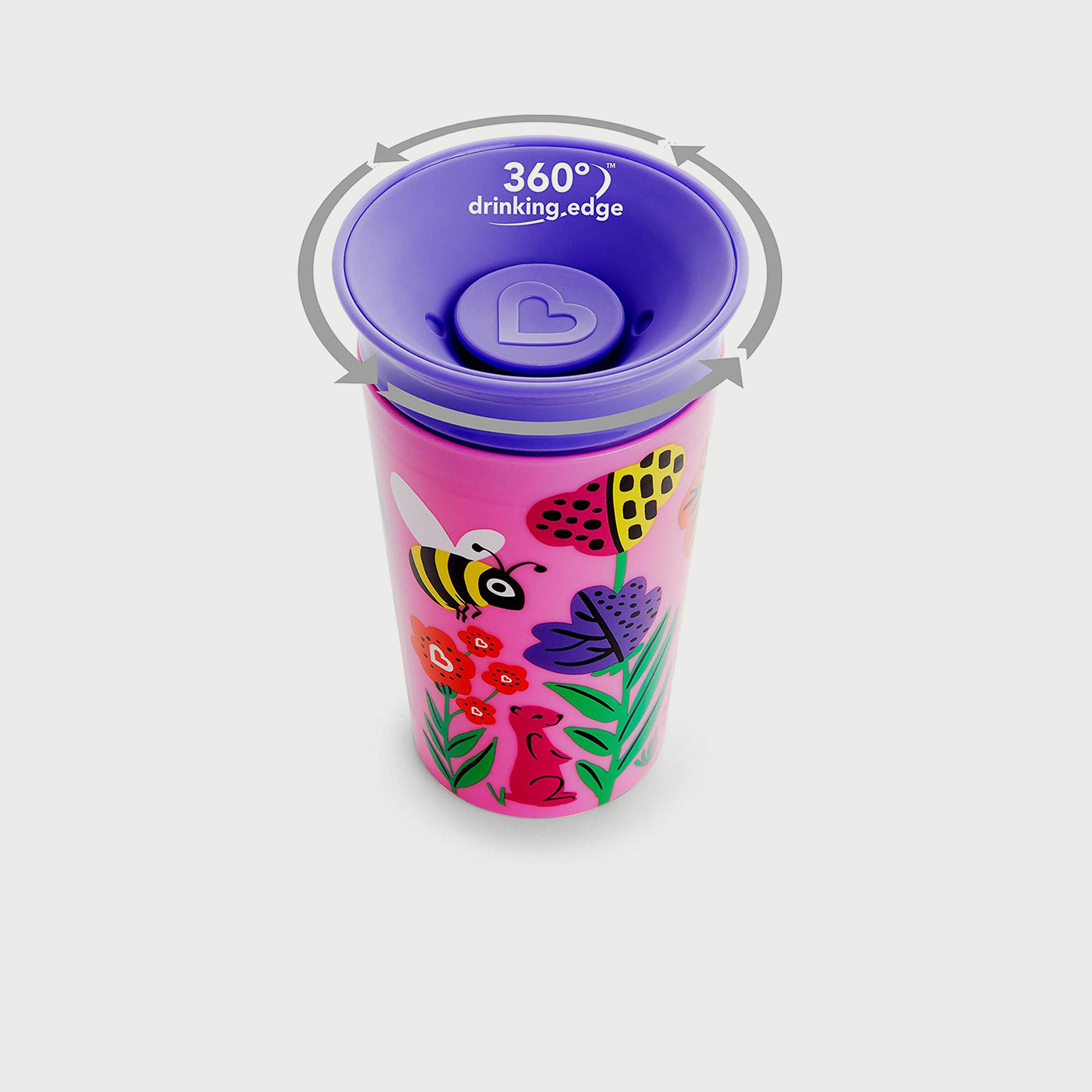Munchkin Miracle 360° Wildlove 2 Pieces Sippy Cups, Bee/Lemur - 266 ml x 2-baby-feeding-mealtimeessentials-image-2