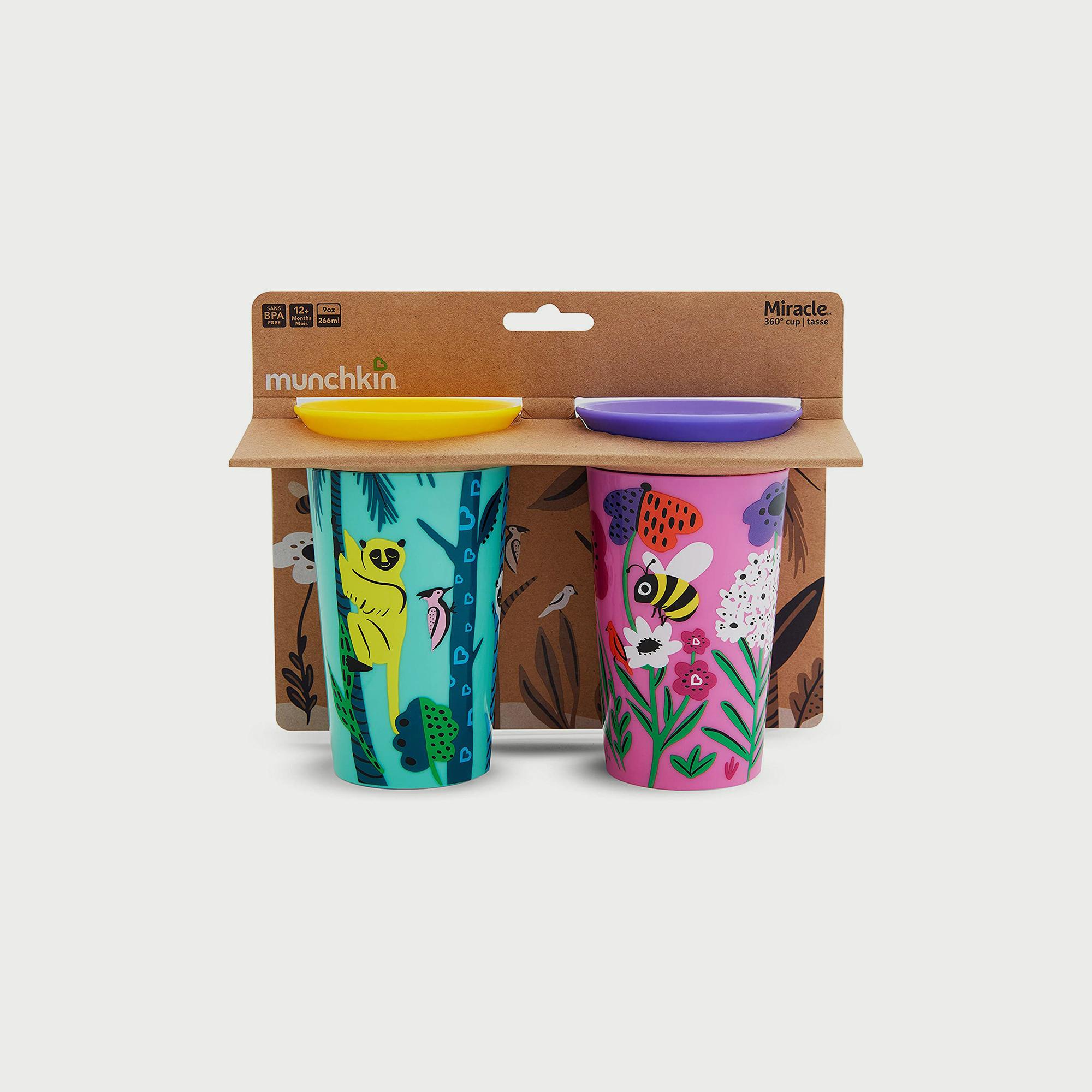 Munchkin Miracle 360° Wildlove 2 Pieces Sippy Cups, Bee/Lemur - 266 ml x 2-baby-feeding-mealtimeessentials-image-4