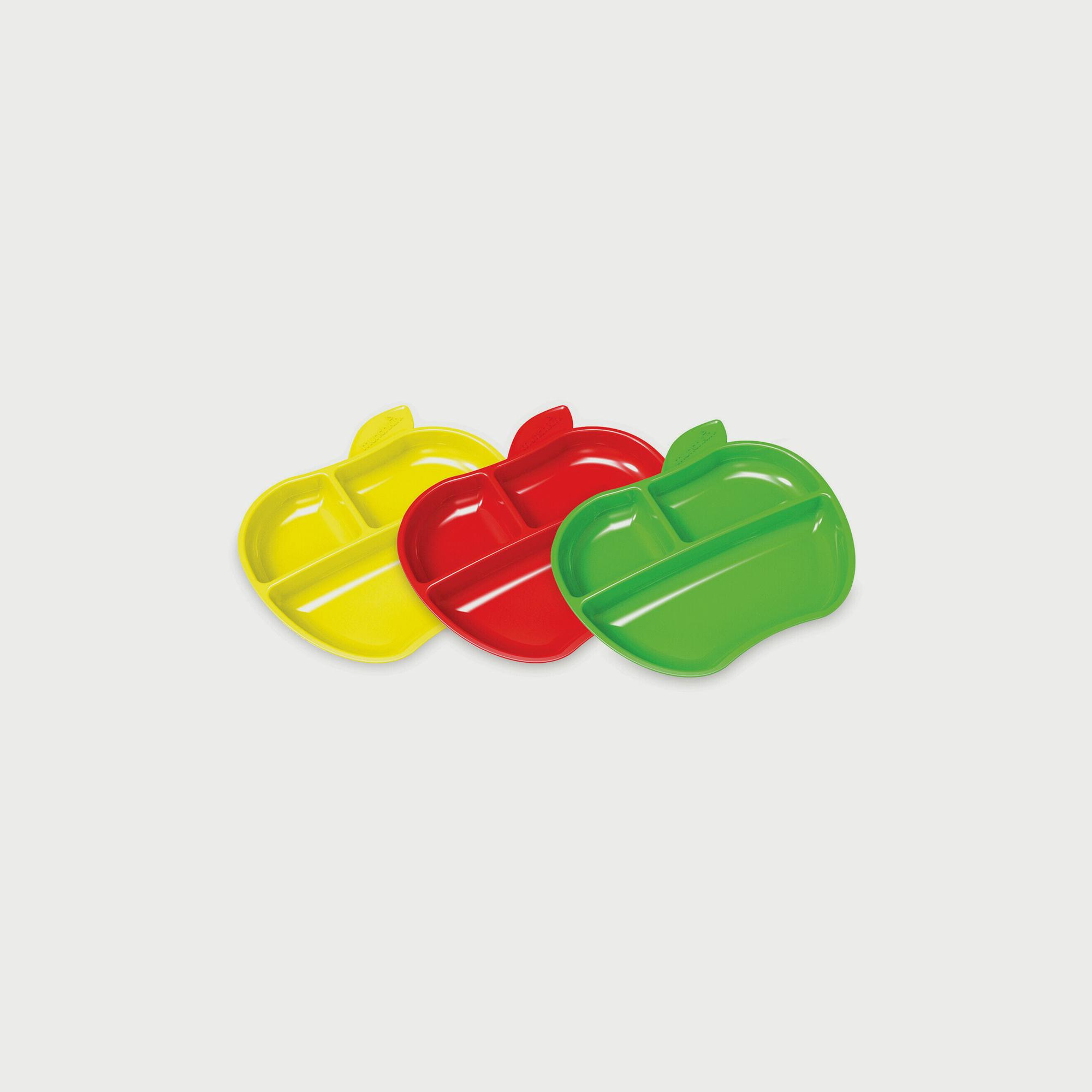 Munchkin Lil' Apple Divided Toddler Plates, Pack Of 3-baby-feeding-mealtimeessentials-image-1