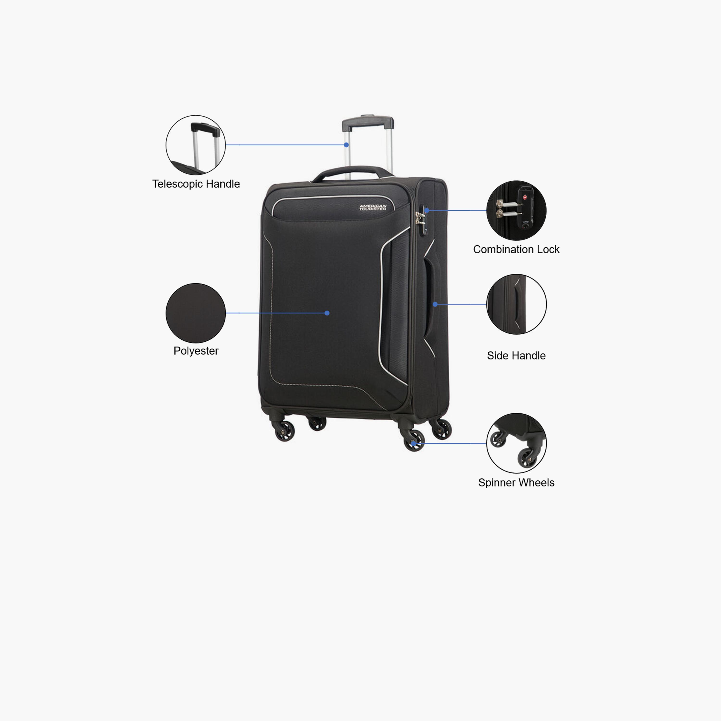 American Tourister Holiday 68 CM Medium Check-in Polyester Soft Sided 4-Wheeler Spinner Trolley Bag with TSA Lock-travel-luggagesandbags-luggage-image-3