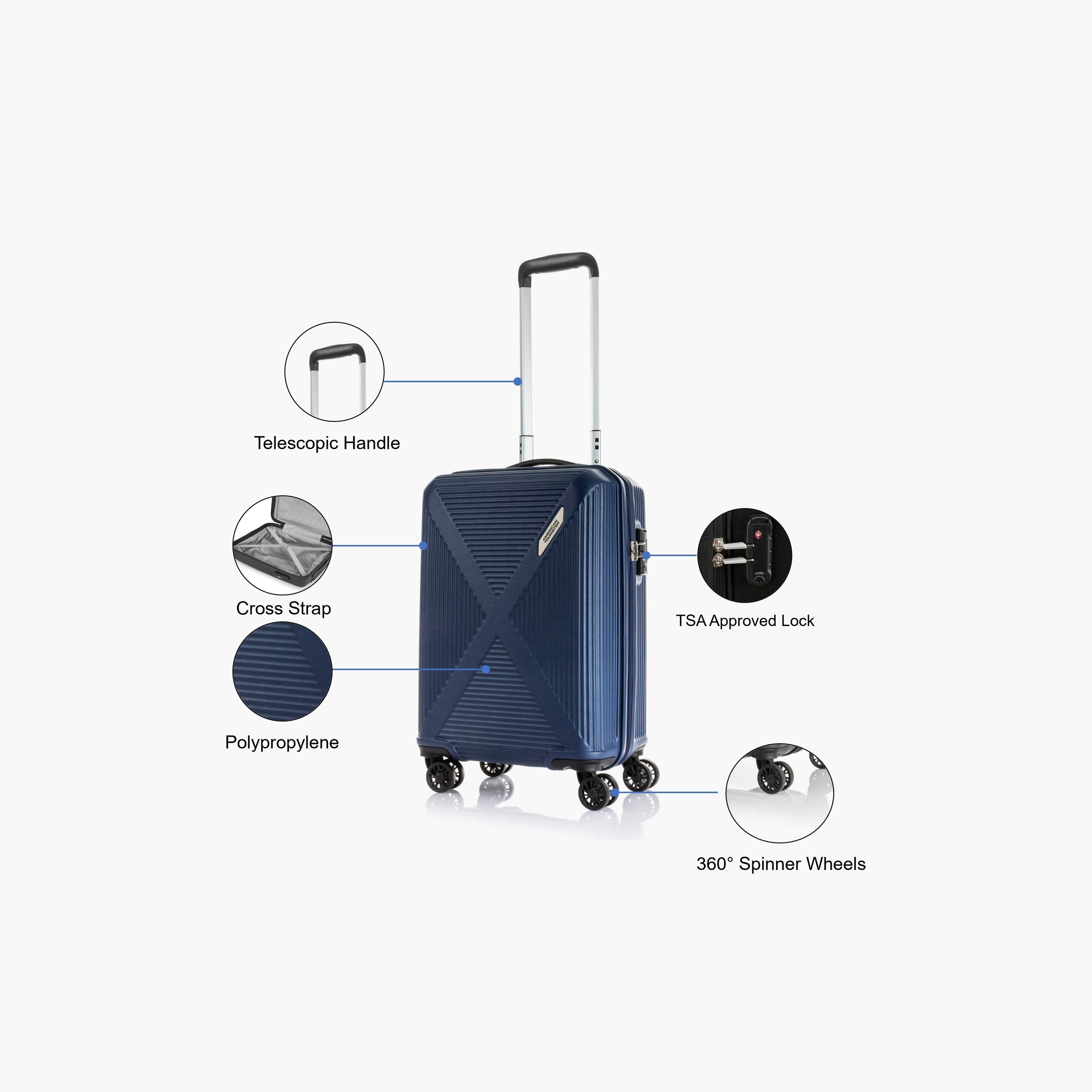 American Tourister Cuatro 55 CM Small Cabin Polypropylene Hard Sided 4-Wheeler Spinner Trolley Bag with TSA Lock-travel-luggagesandbags-luggage-image-3