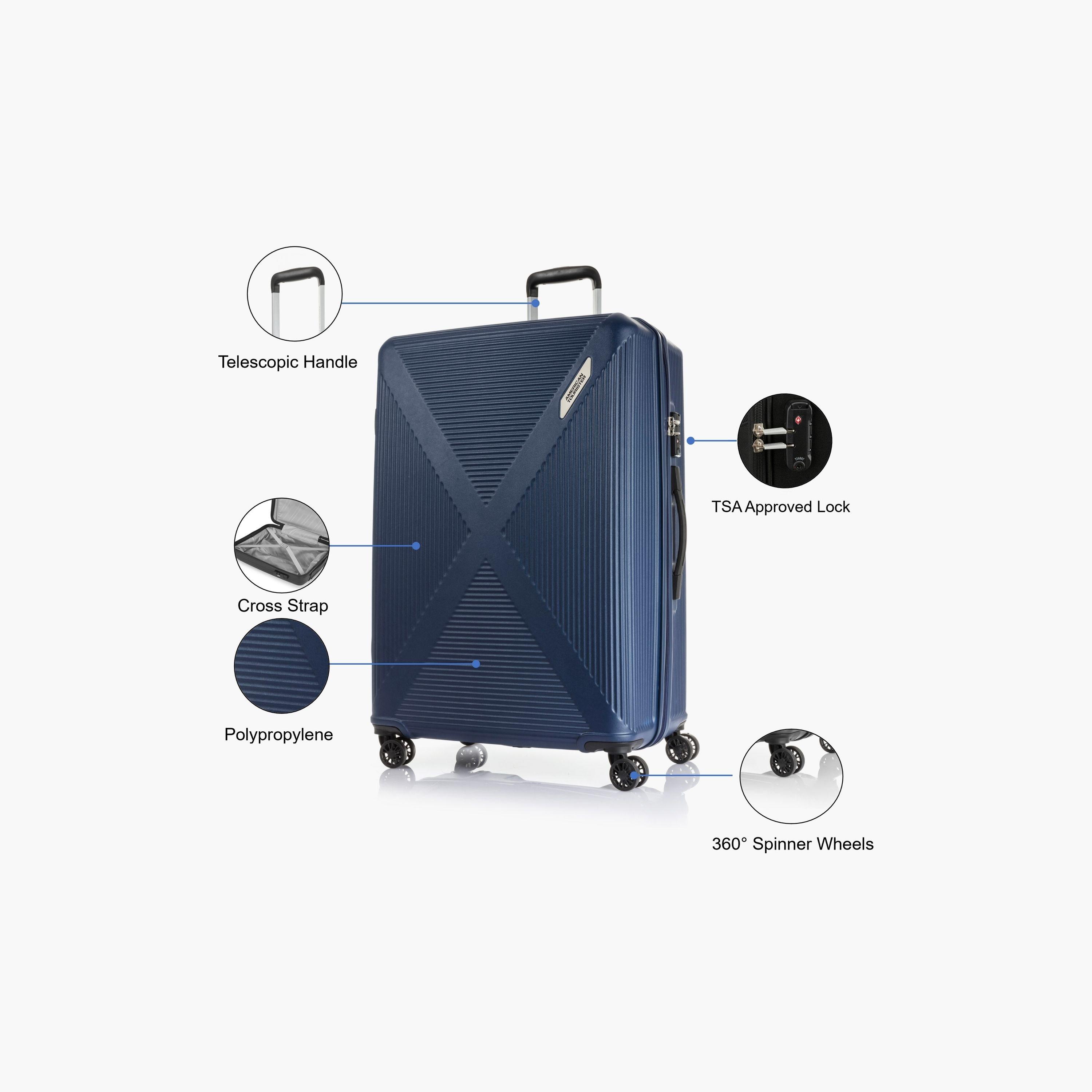 American Tourister Cuatro 69 CM Medium Check-in Polypropylene Hard Sided 4-Wheeler Spinner Trolley Bag with TSA Lock-travel-luggagesandbags-luggage-image-3