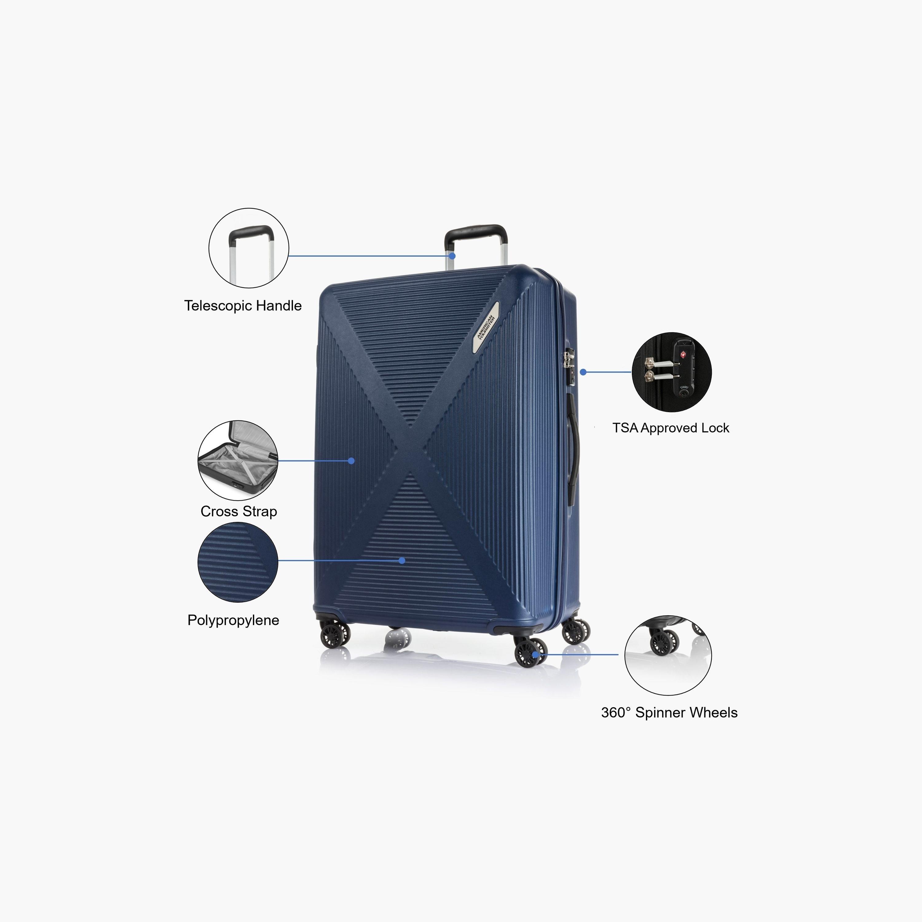 American Tourister Cuatro 79 CM Large Check-in Polypropylene Hard Sided 4-Wheeler Spinner Trolley Bag with TSA Lock-travel-luggagesandbags-luggage-image-3