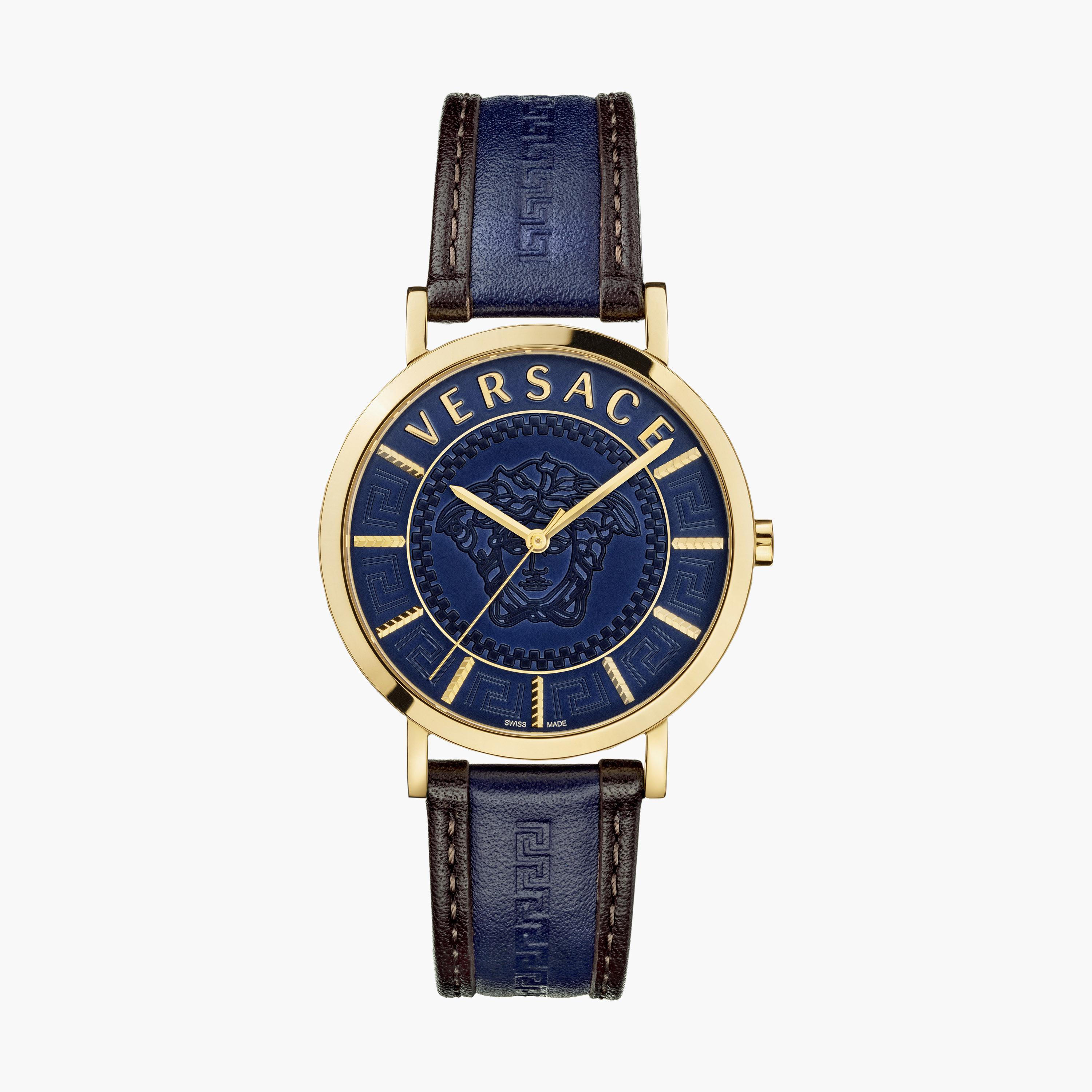  VEJ400321 | ساعة فيرساتشي صناعة سويسرية بسوار جلدي ازرق ذو أنالوج للرجال -men-watchesandjewellery-watches-image-1