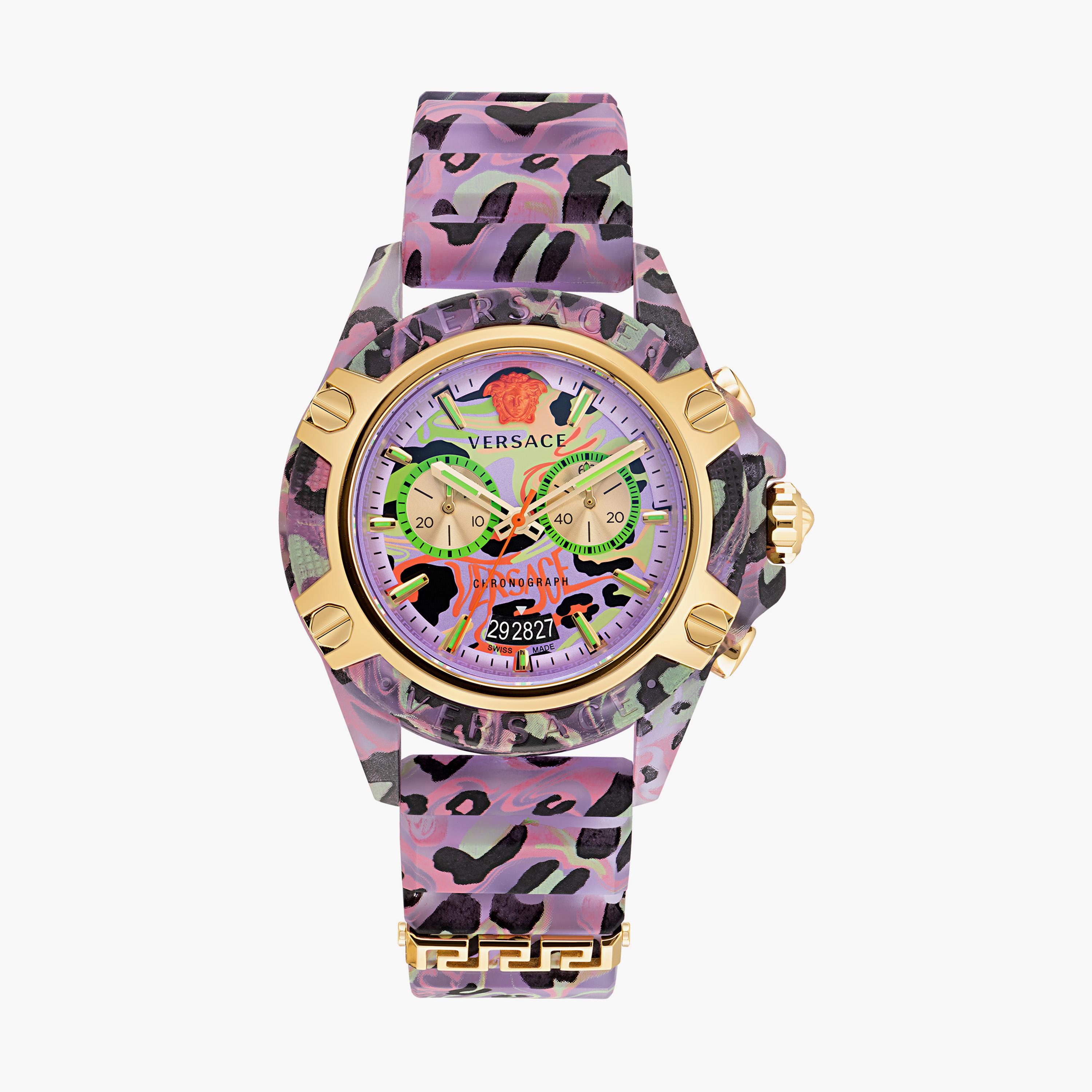 Versace Swiss Made Unisex Purple Chronograph Silicone Strap Watch | VEZ700722-men-watchesandjewellery-watches-image-1
