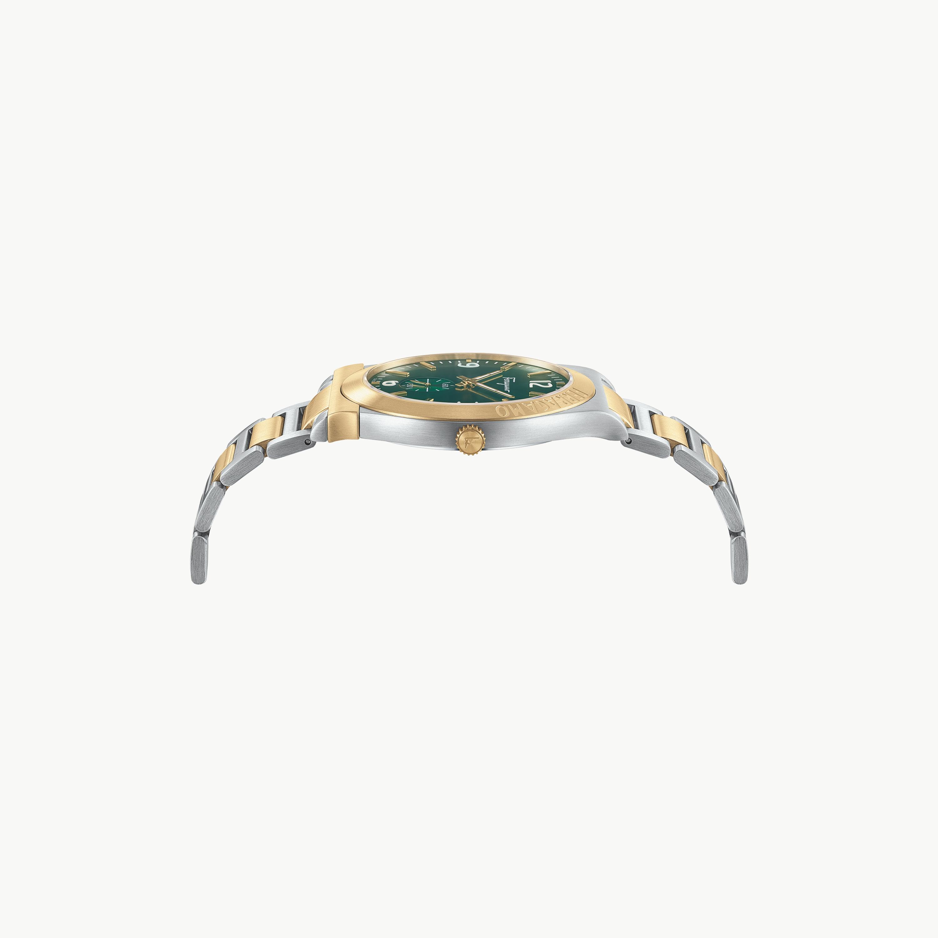 Shop Salvatore Ferragamo Swiss Made Men's Silver & Gold