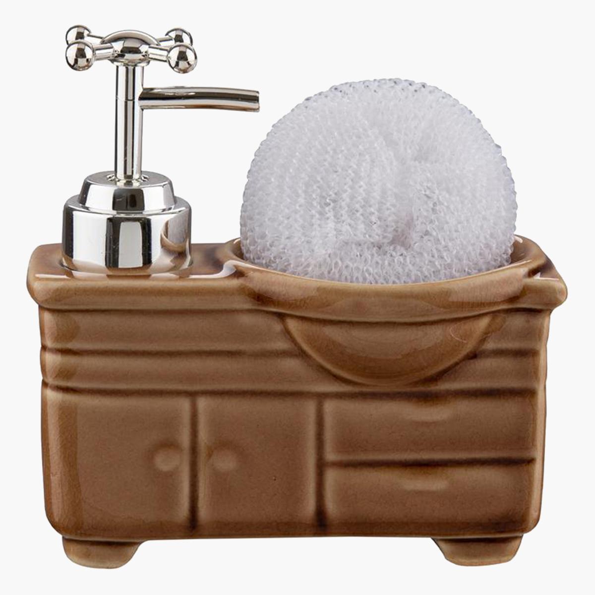 موزع صابون سيراميك من باث بلس - 12.8x13 سم-hbxdecorandfurnishings-bathroomaccessories-bathroomsets-image-1