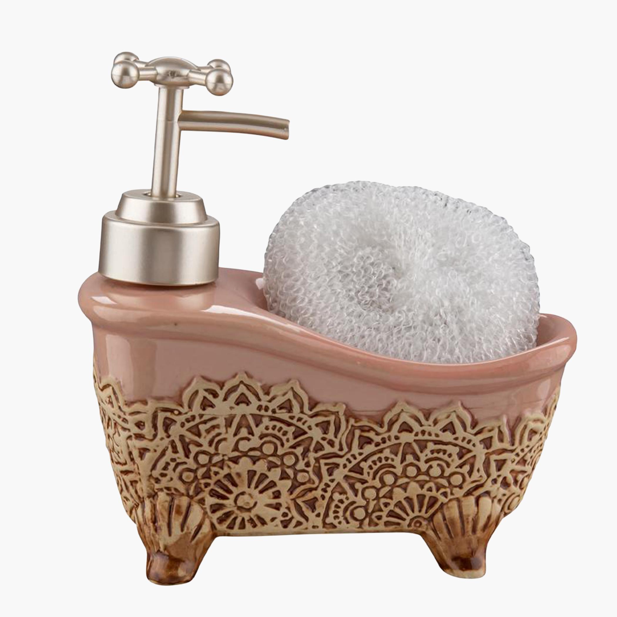 موزع صابون سائل سيراميك من باث بلس - 11.7x13 سم-hbxdecorandfurnishings-bathroomaccessories-bathroomsets-image-1