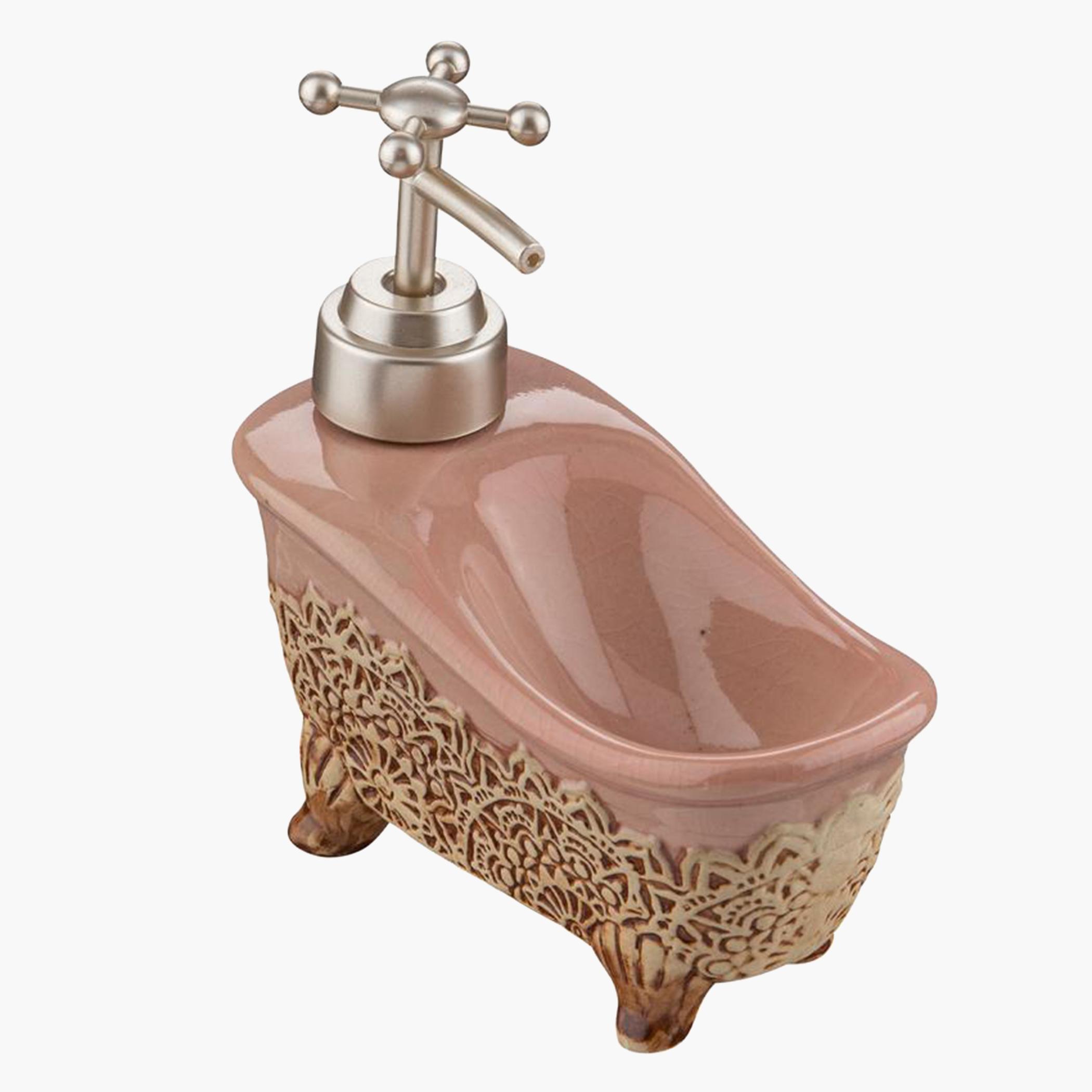 موزع صابون سائل سيراميك من باث بلس - 11.7x13 سم-hbxdecorandfurnishings-bathroomaccessories-bathroomsets-image-3