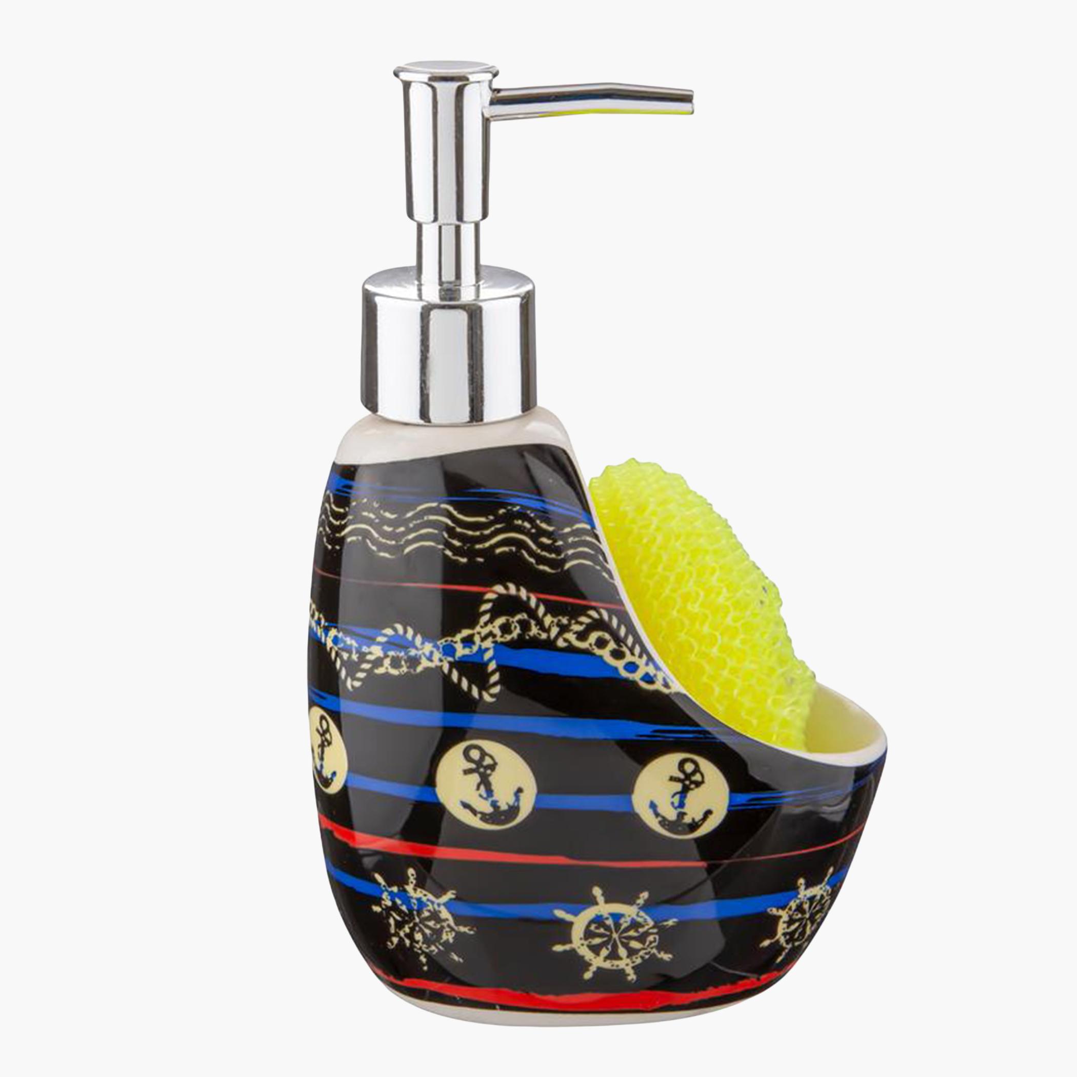 موزع صابون سائل سيراميك من باث بلس - 16.8x7.3 سم-hbxdecorandfurnishings-bathroomaccessories-bathroomsets-image-1