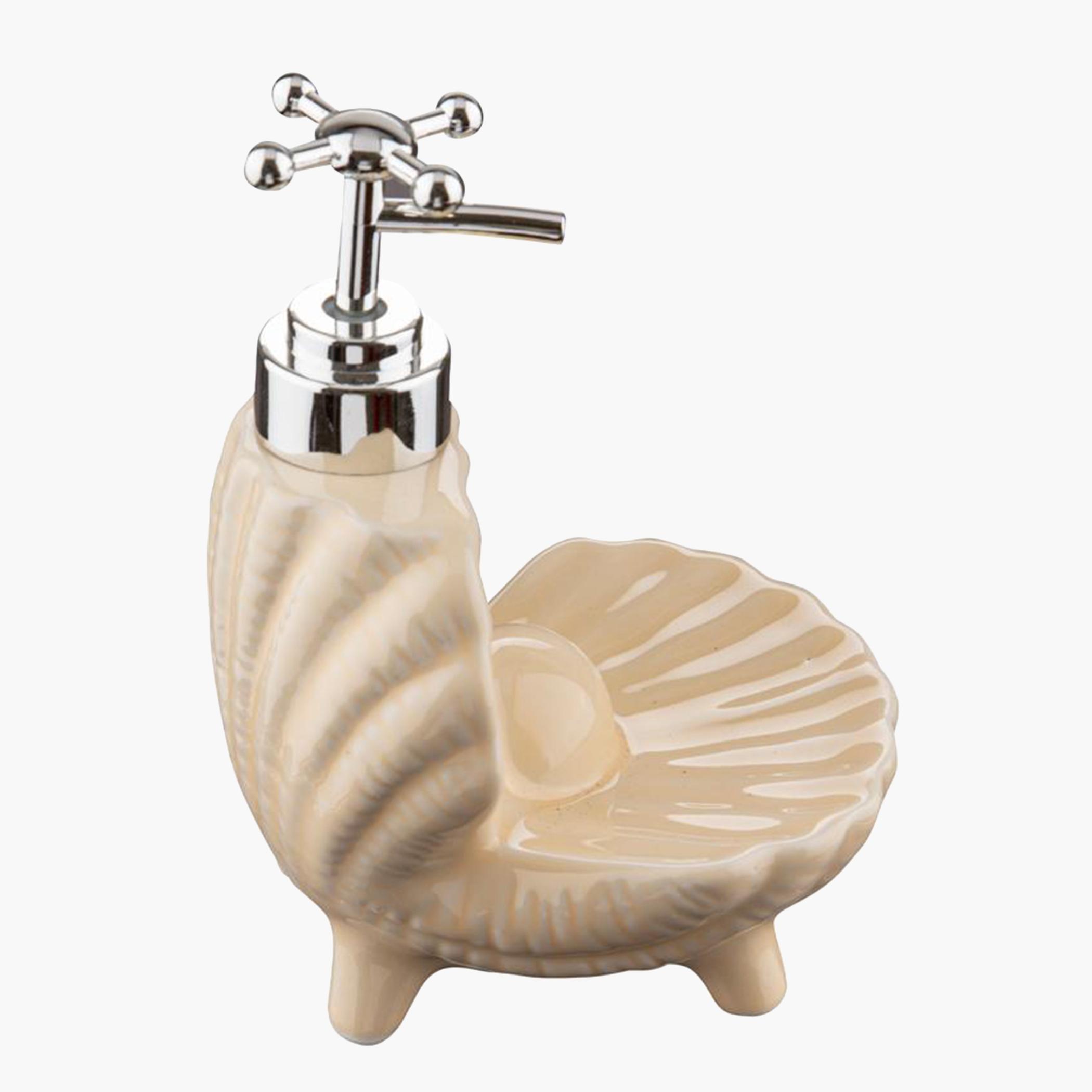 موزع صابون سائل سيراميك من باث بلس - 17x3.9 سم-hbxdecorandfurnishings-bathroomaccessories-bathroomsets-image-1