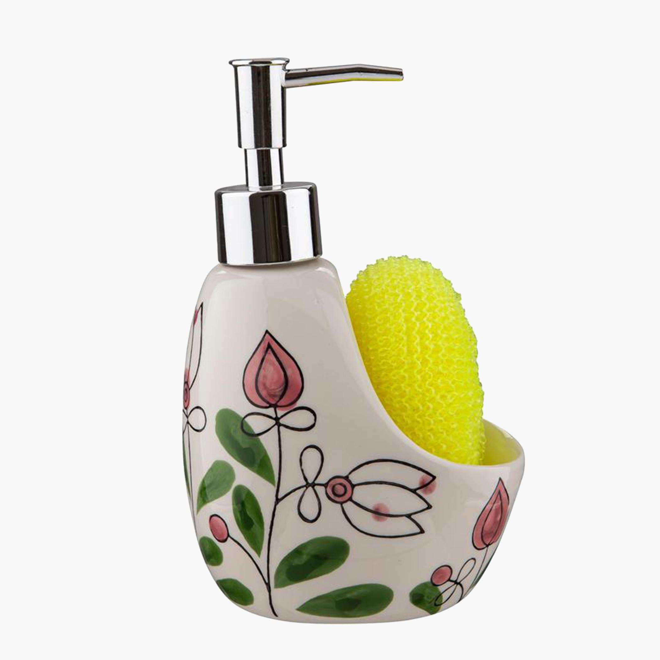 موزع صابون سائل سيراميك من باث بلس - 17x7.7 سم-hbxdecorandfurnishings-bathroomaccessories-bathroomsets-image-1