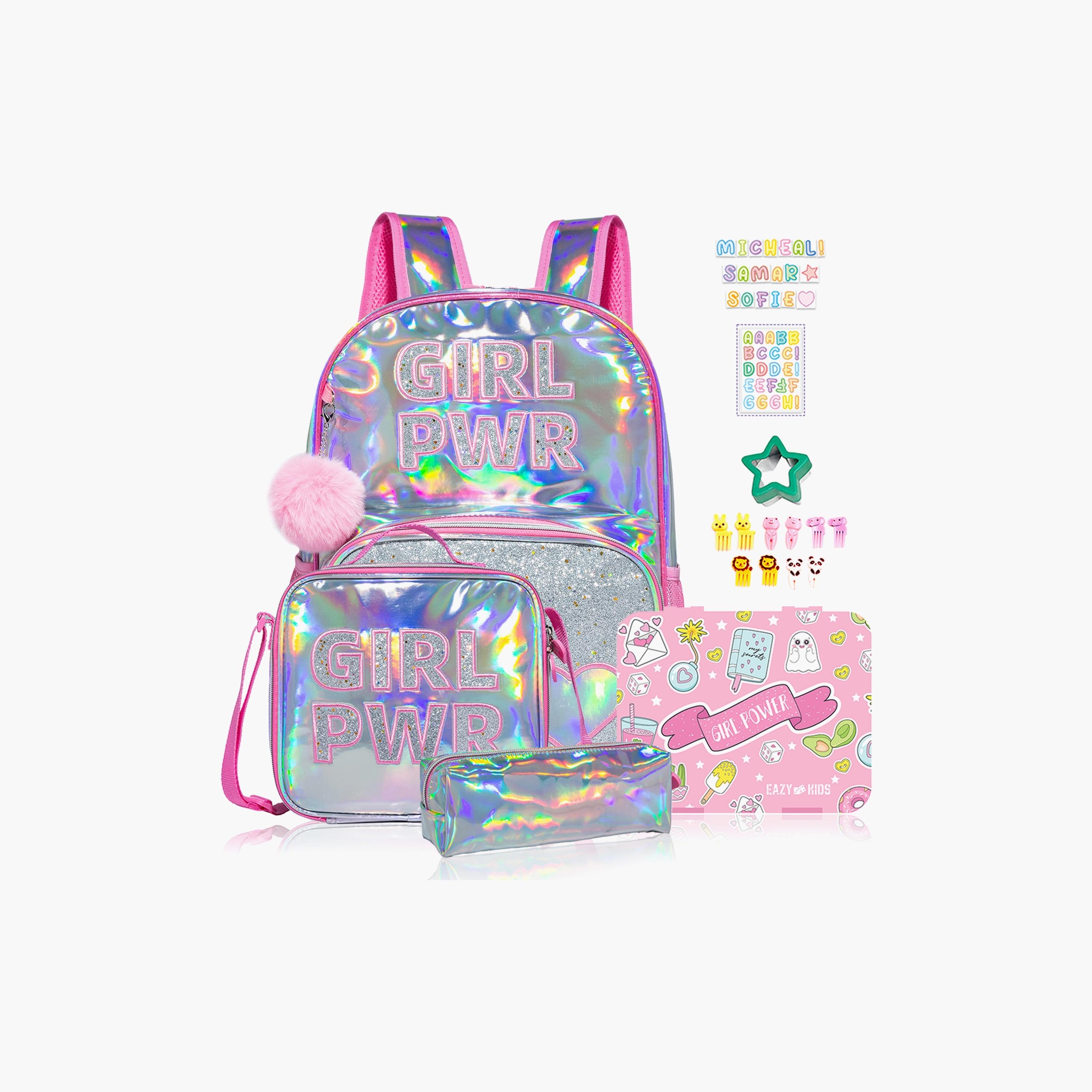 Eazy Kids 4-Piece Back To School Combo, Girl Power-school-bagsandbackpacks-sets-image-1