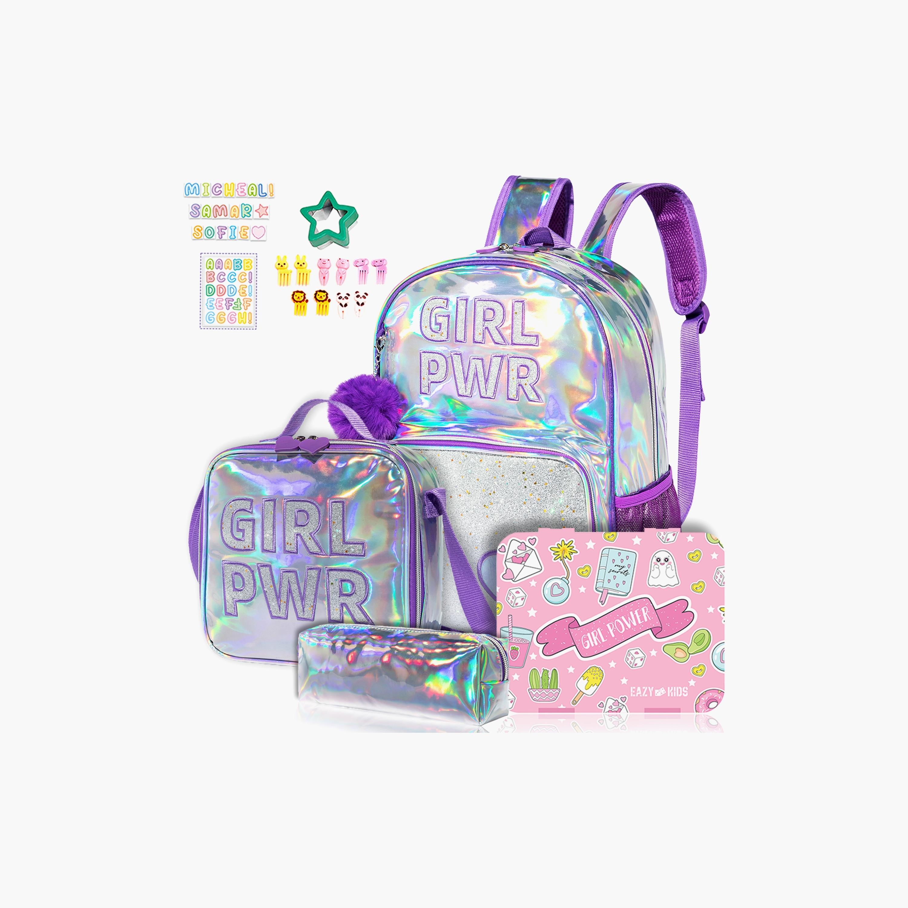 Eazy Kids 4-Piece Back To School Combo, Girl Power-school-bagsandbackpacks-sets-image-1