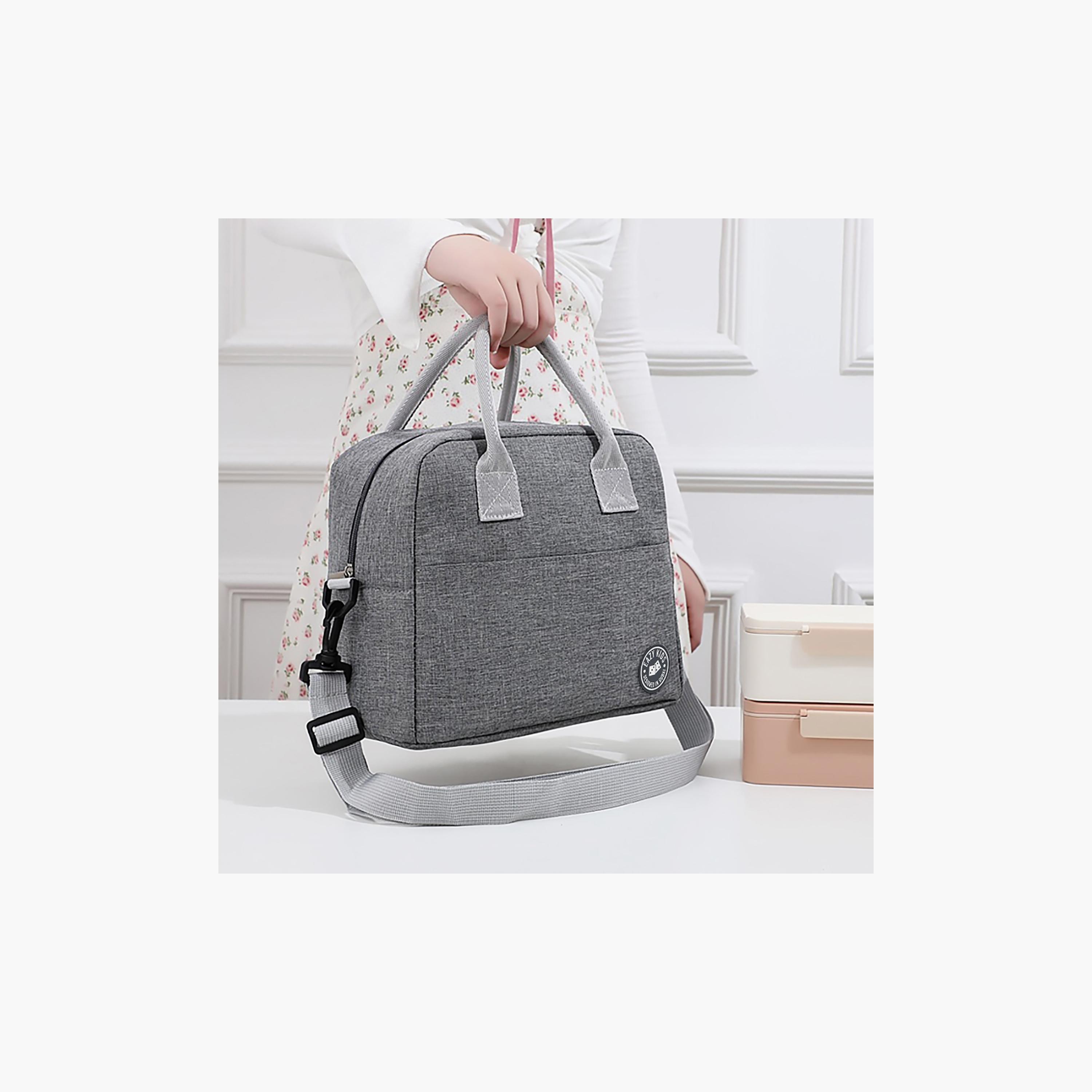 Eazy Kids Unicorn Bento Lunch Box with Lunch Bag, Grey-school-lunchessentials-sets-image-4