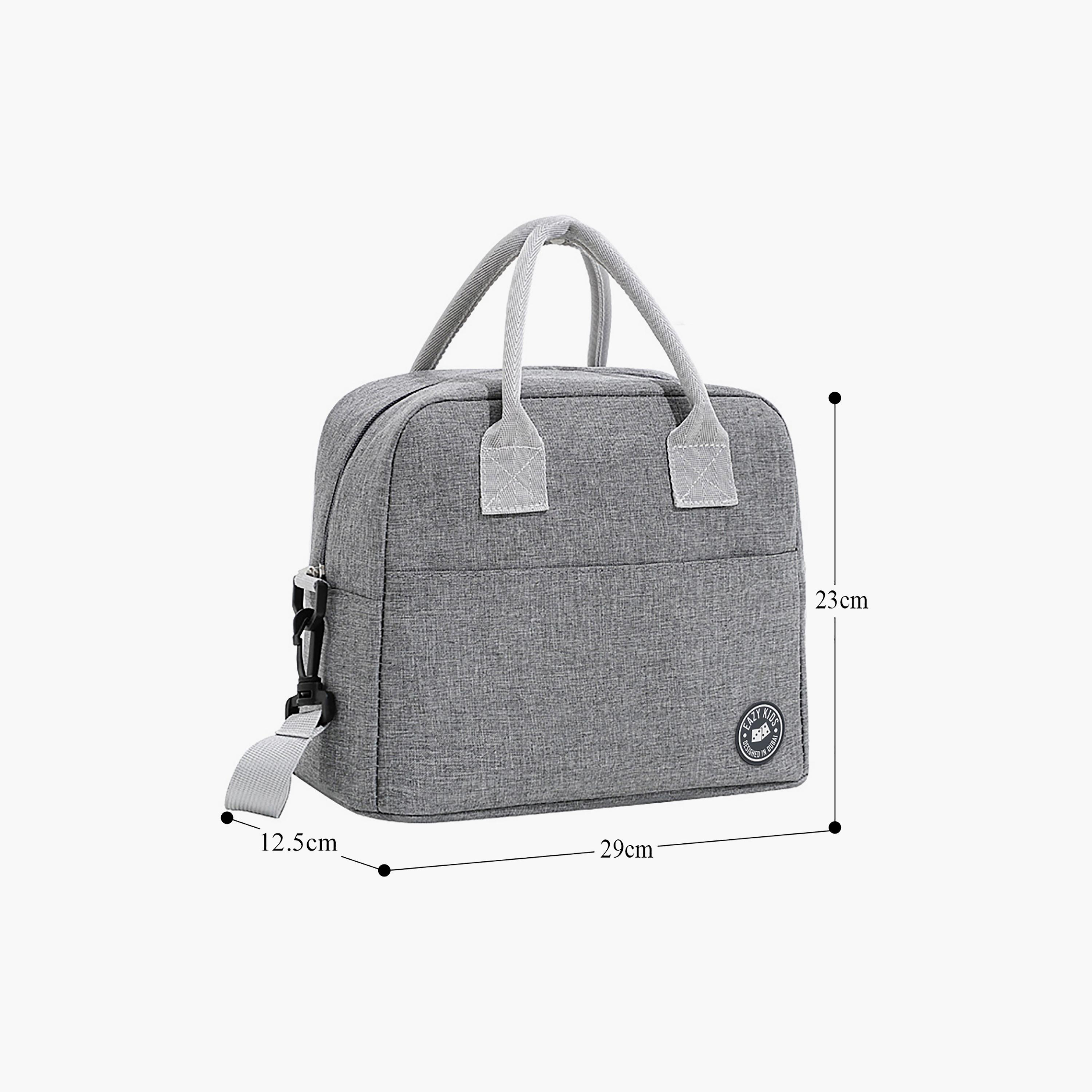 Eazy Kids Unicorn Bento Lunch Box with Lunch Bag, Grey-school-lunchessentials-sets-image-5